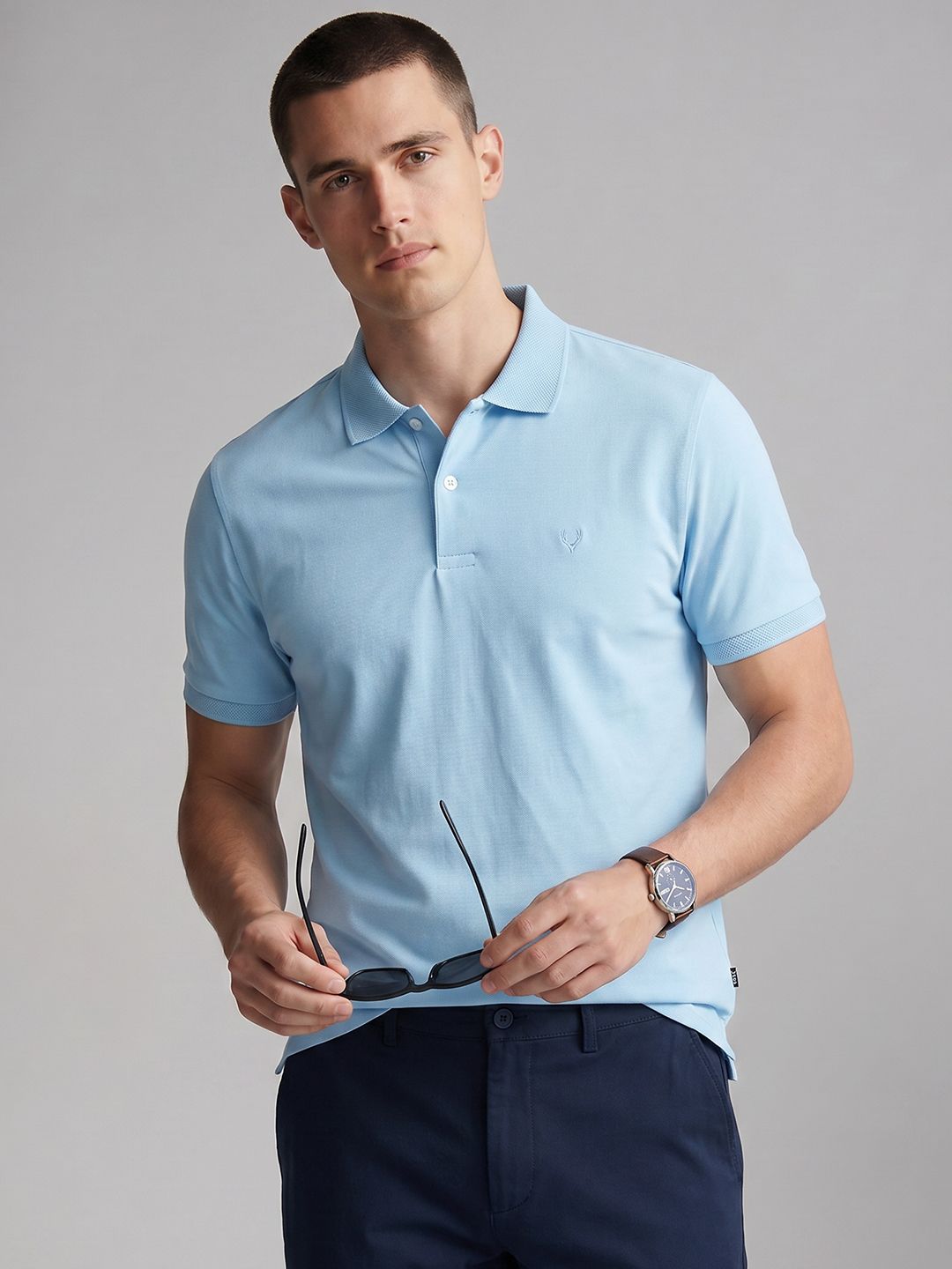 Allen Solly Polo Collar Pure Cotton Slim Fit T-shirt-picture-23