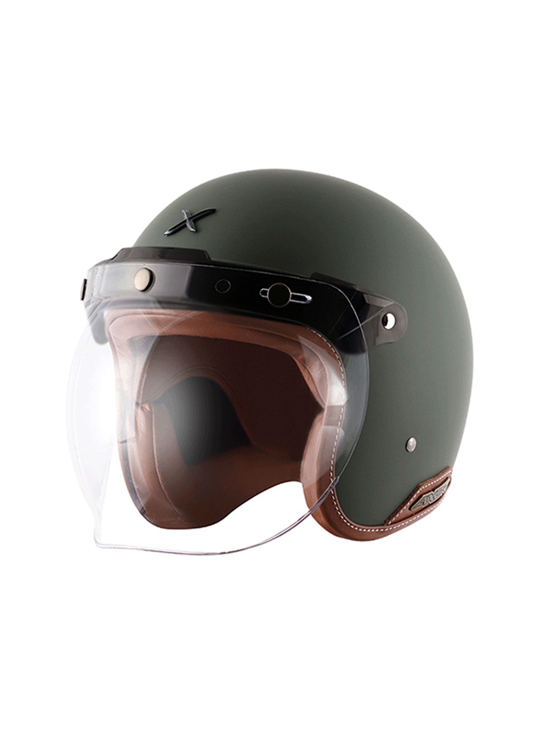 AXOR Retro Jet Leather Dull Battle Open Face Motorbike Helmet-picture-32