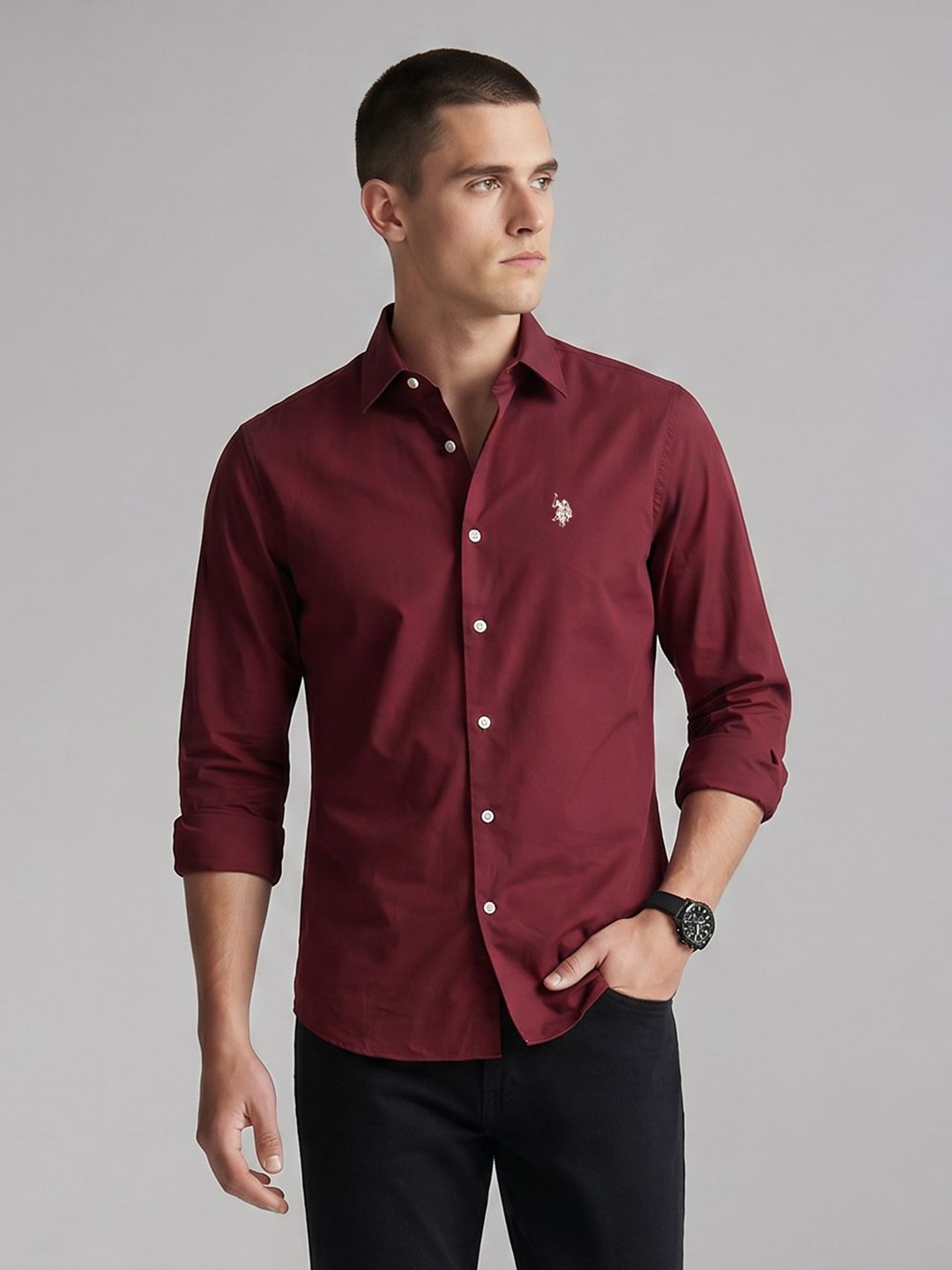U.S. Polo Assn. Tailored Fit Pure Cotton Casual Shirt-picture-29