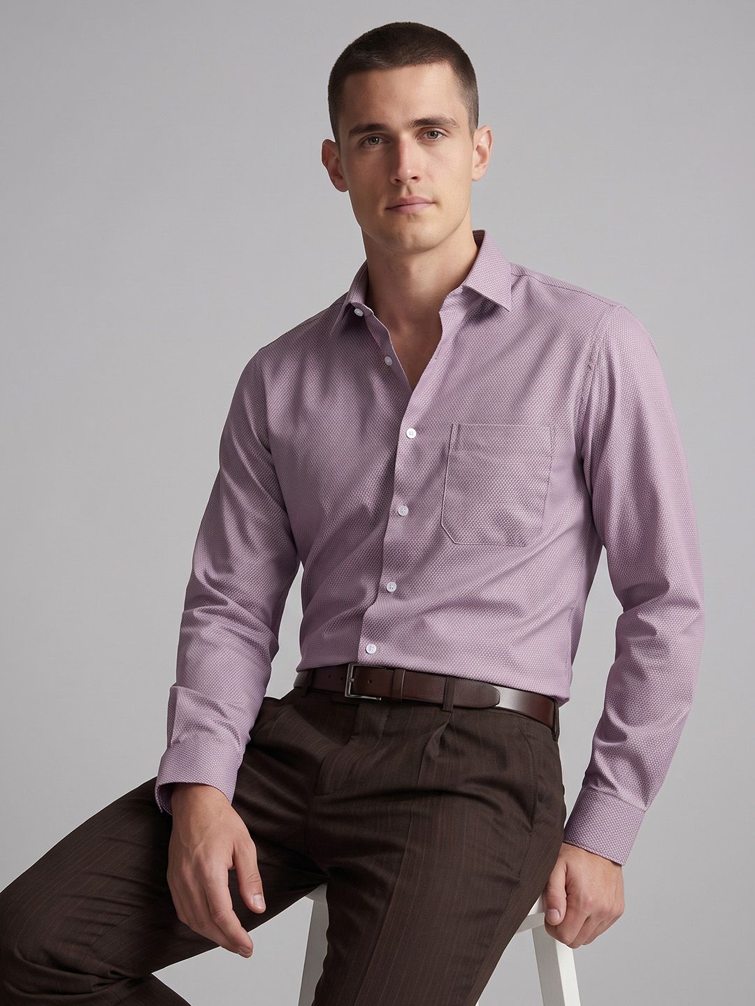 Louis Philippe Slim Fit Textured Formal Shirt-picture-17