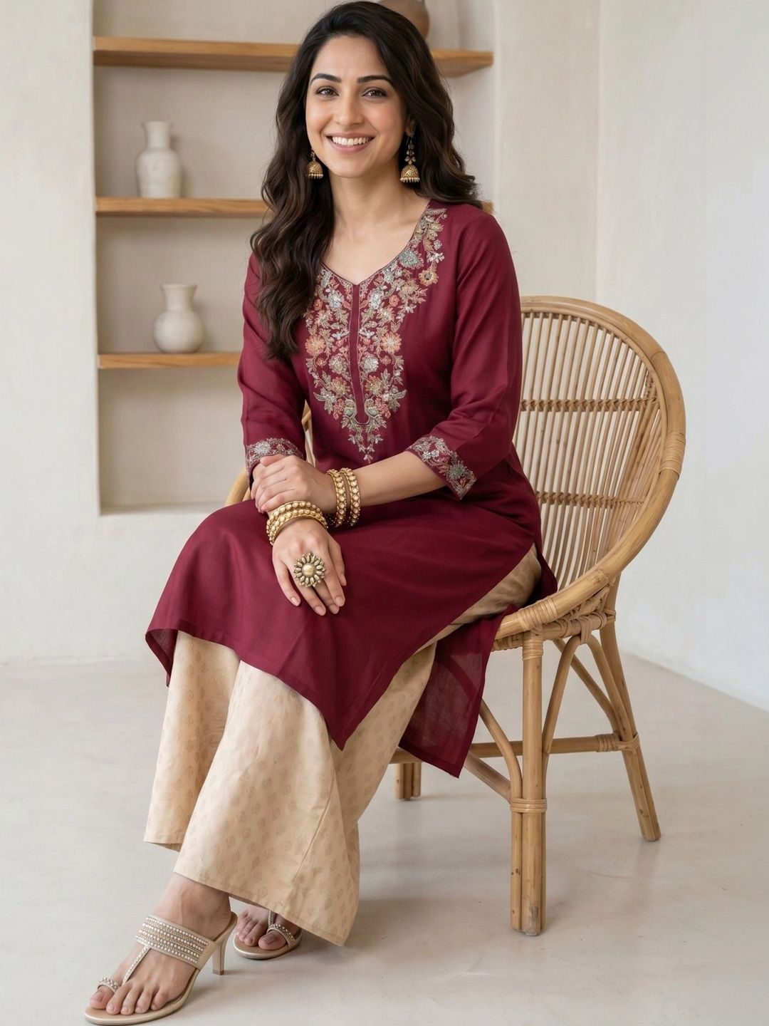 Anouk Women Embroidered Thread Work Kurta-picture-33