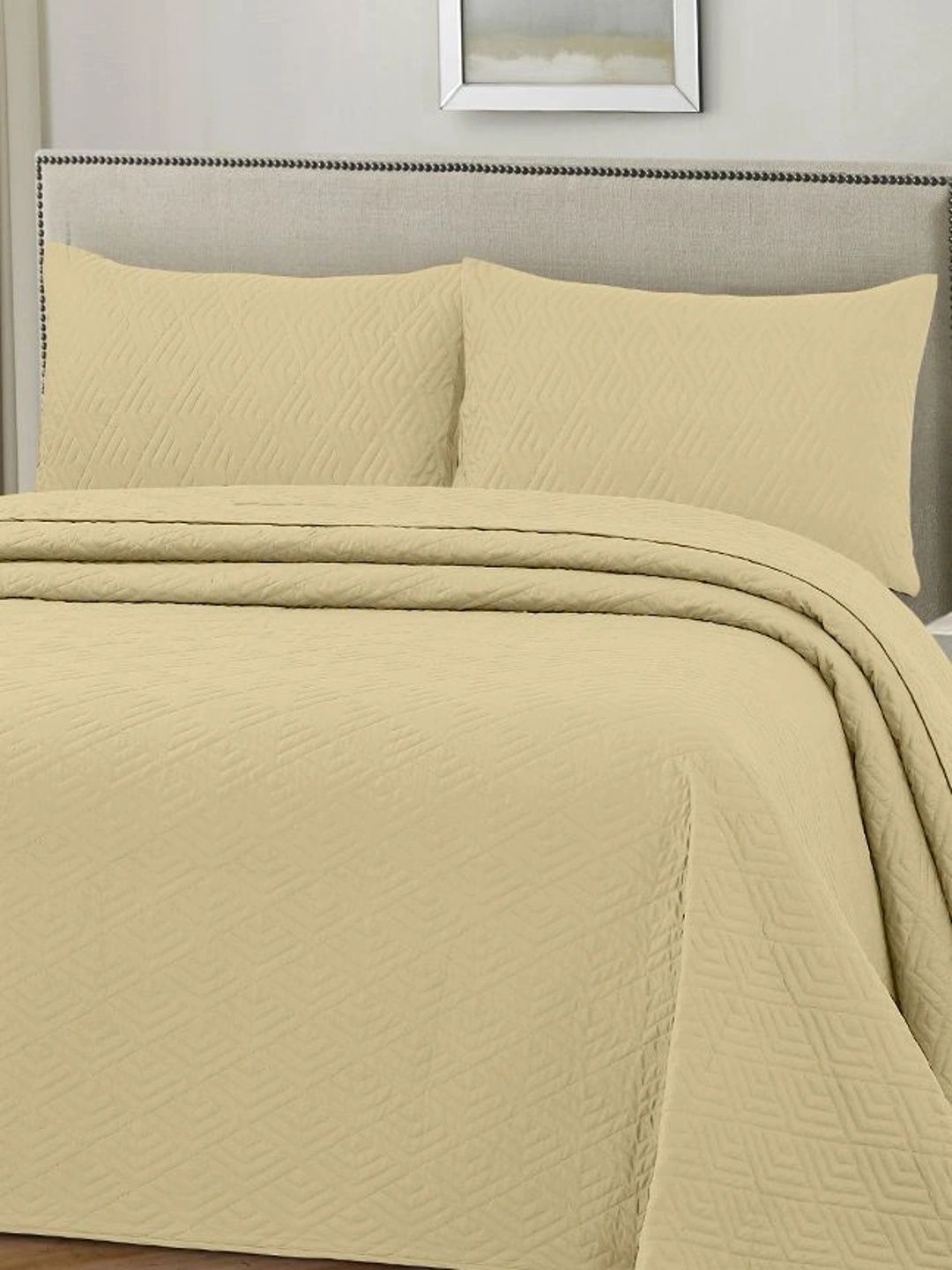 HOUSSE Cream-Coloured Solid Cotton 3 Piece Double King Regular Bedding Set-picture-25