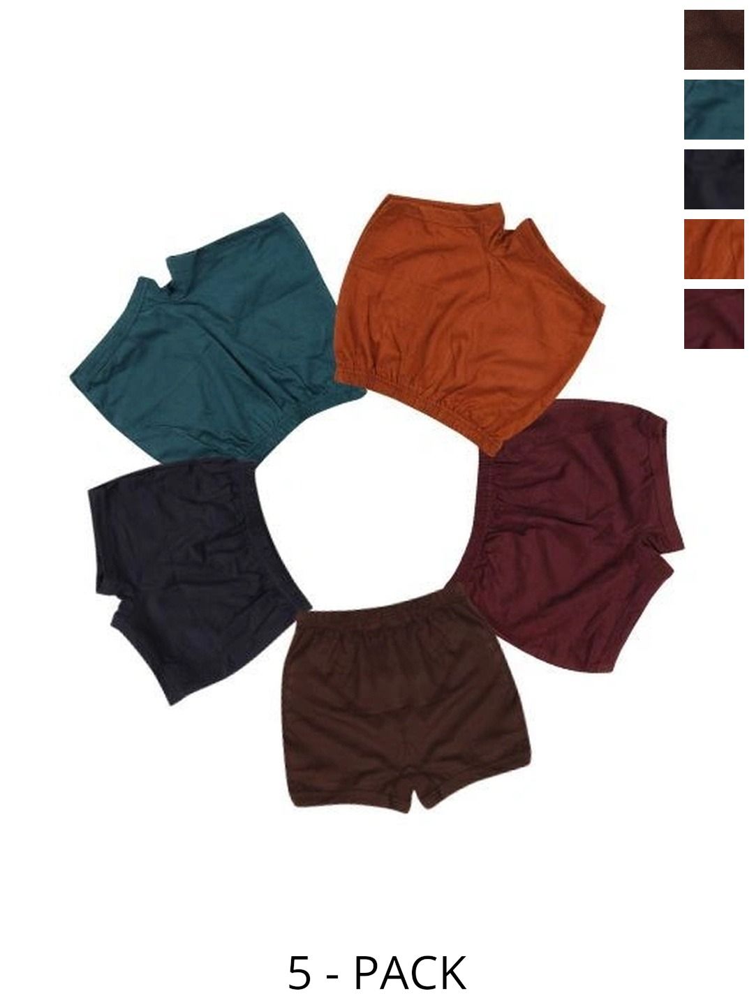 VIRUKSHAM Girls Pack of 5 Assorted Cotton Boy Shorts-picture-18