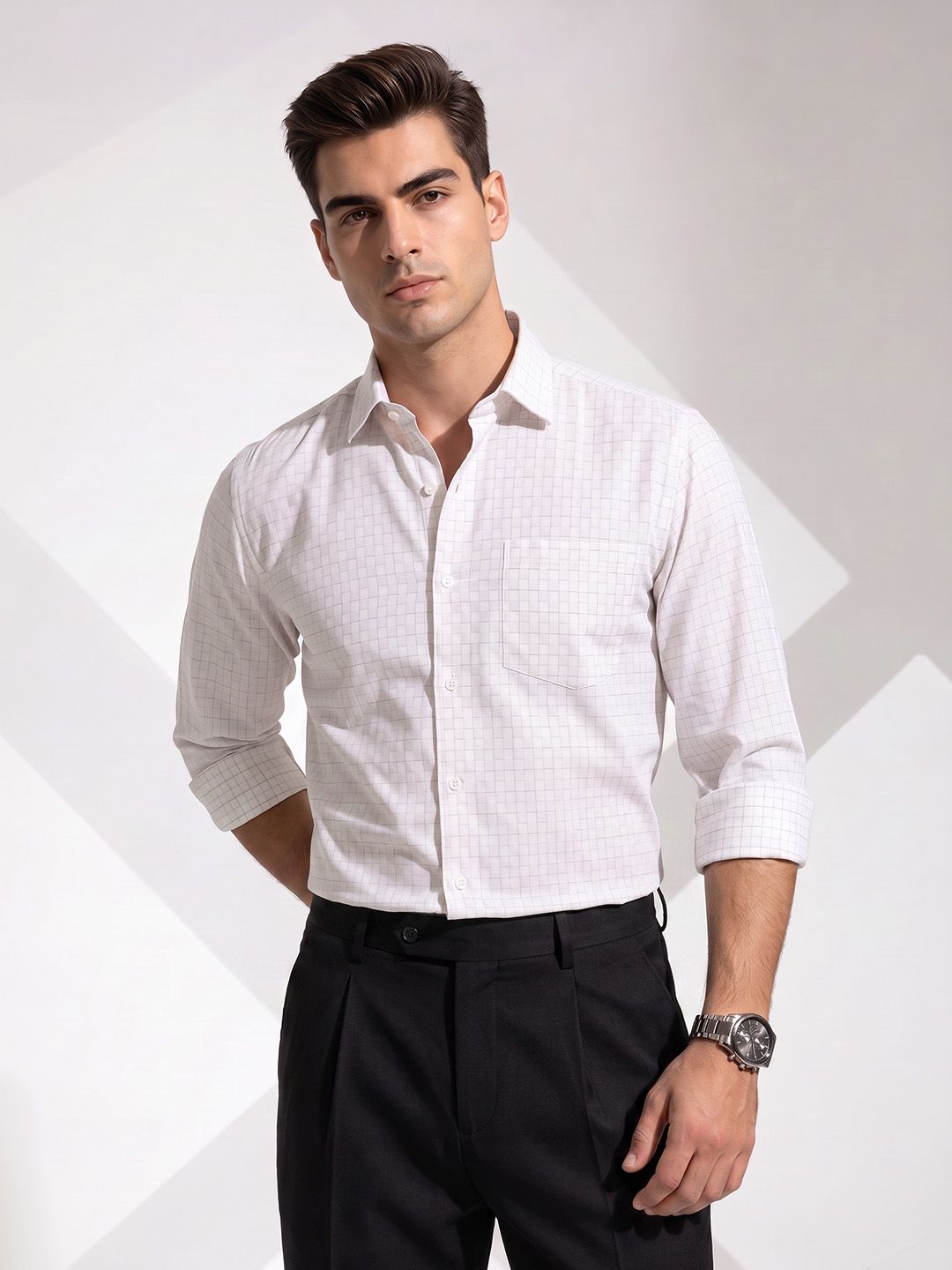 INVICTUS Men Slim Fit Micro Checks Checked Formal Shirt-picture-30