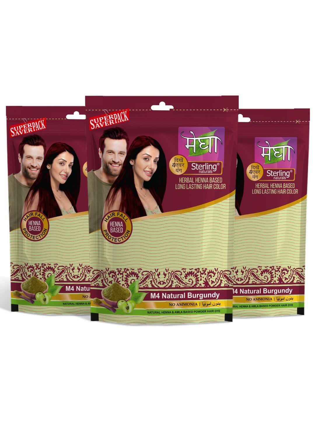Sterling Naturals Set Of 3 Henna Based Hair Colour - Burgundy - 135 g-image-35