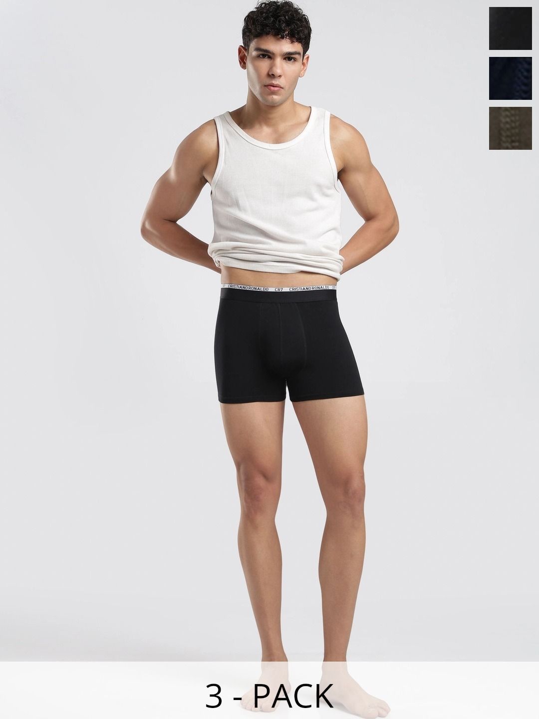 CR7 Cristiano Ronaldo Pack of 3 Cotton Assorted Solid Trunks-picture-12