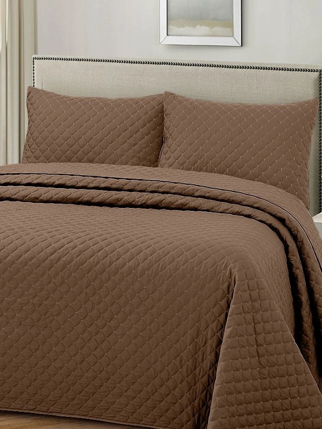 HOUSSE Brown Solid Cotton 3 Piece Double King Regular Bedding Set-picture-44