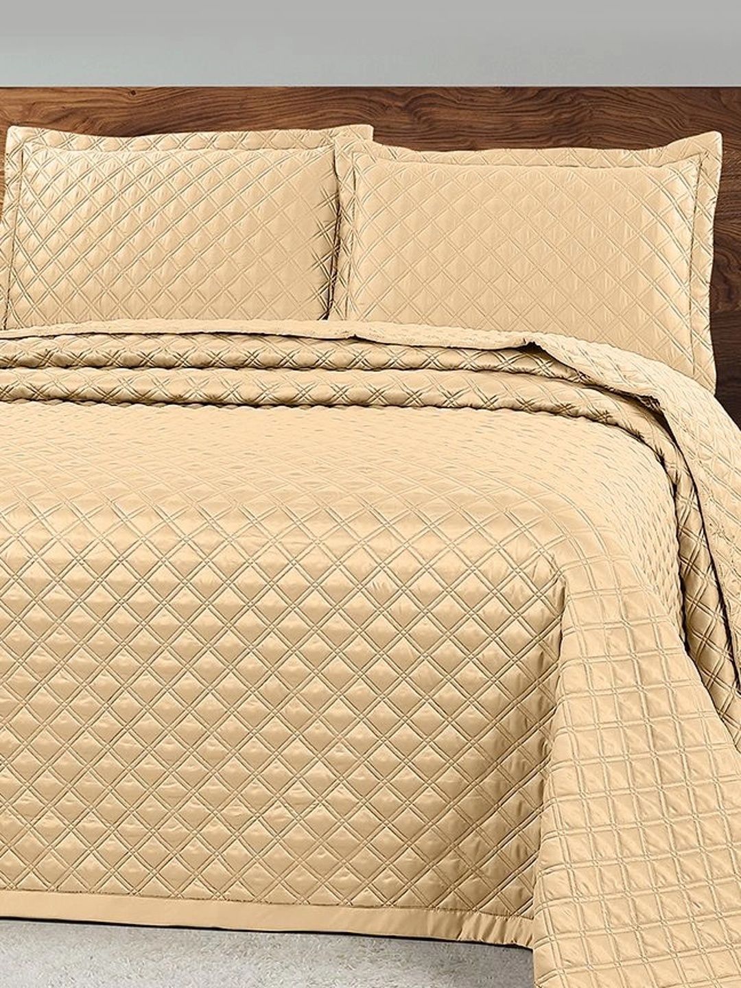 HOUSSE Beige Solid Cotton 3 Piece Double King Regular Bedding Set-picture-57