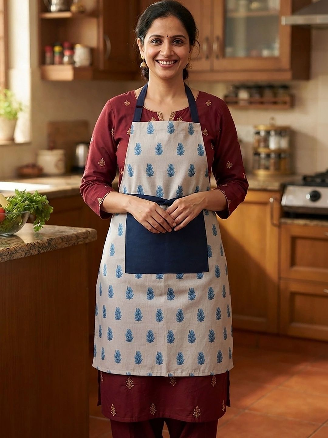 HOME COLORS.IN Floral Printed Cotton Aprons-picture-27