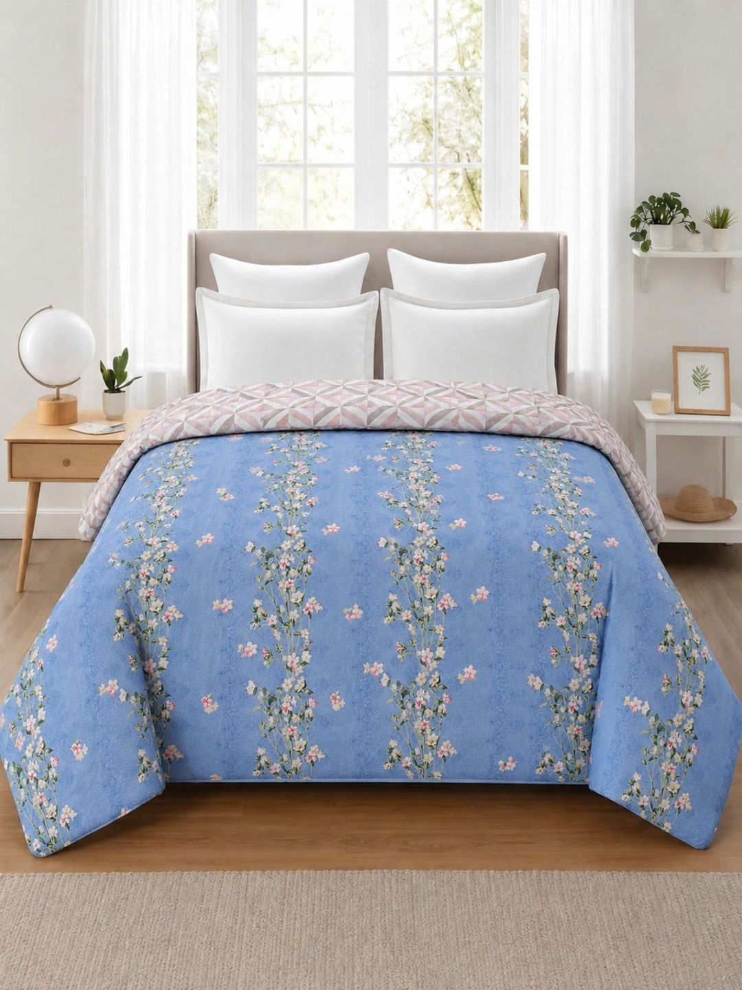 Florida Blue Floral Microfiber Comforter-image-7