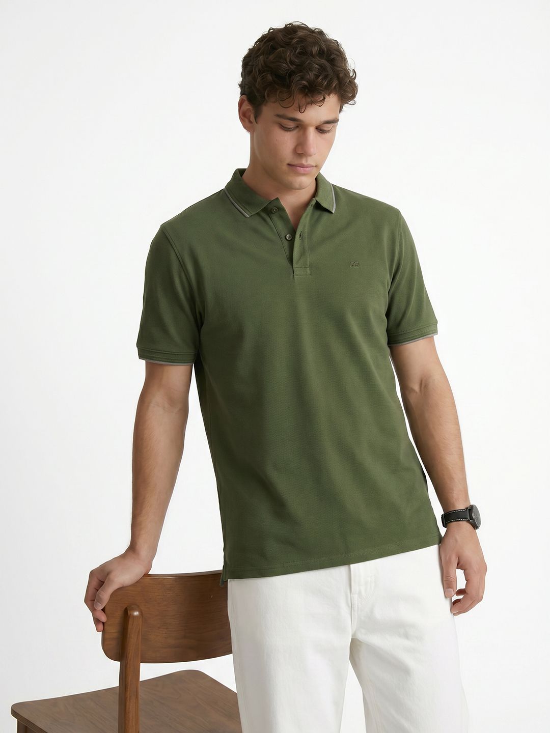 Peter England Textured Polo Collar T-shirt-picture-31