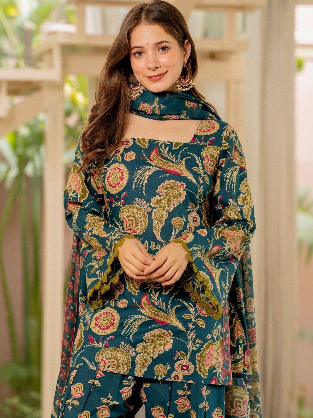 KALINI Women Floral Printed Regular Pure Cotton Kurta with Patiala & With Dupatta-picture-36