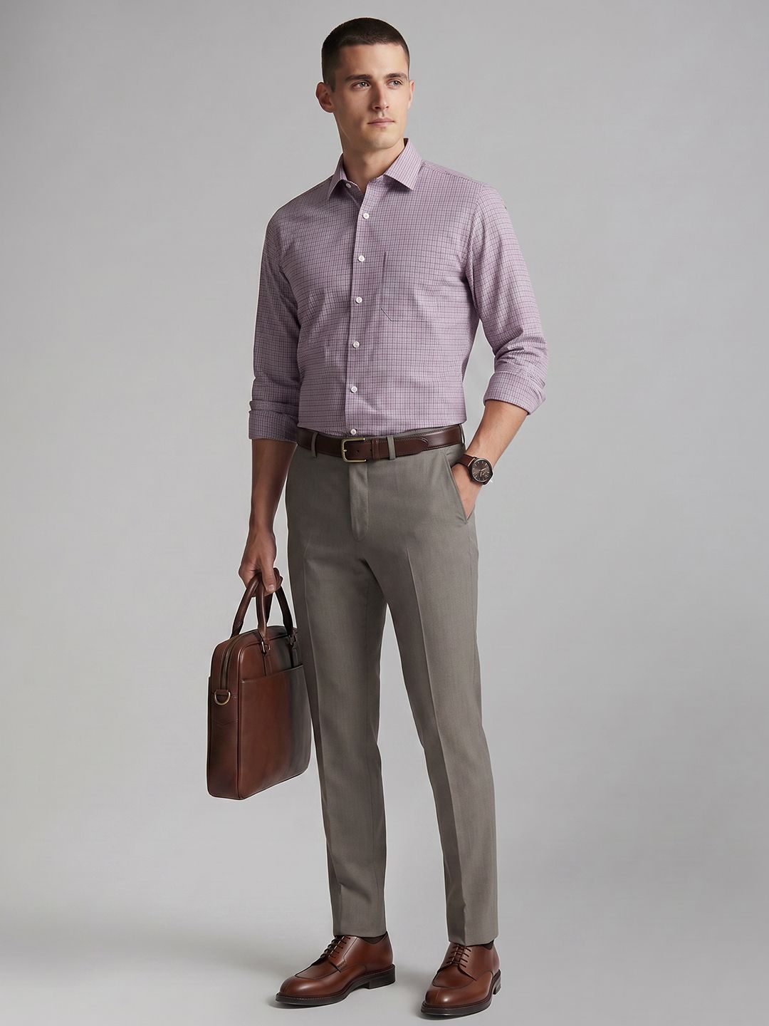 Louis Philippe Self Design Slim Fit Pure Cotton Formal Shirt-picture-15
