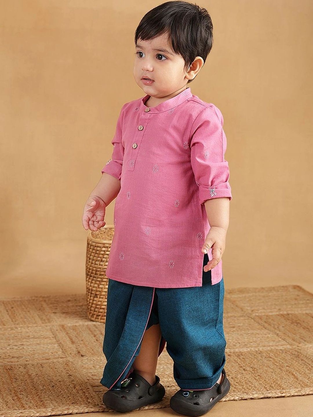 Fabindia Boys Regular Pure Cotton Kurta with Dhoti Pants-picture-56