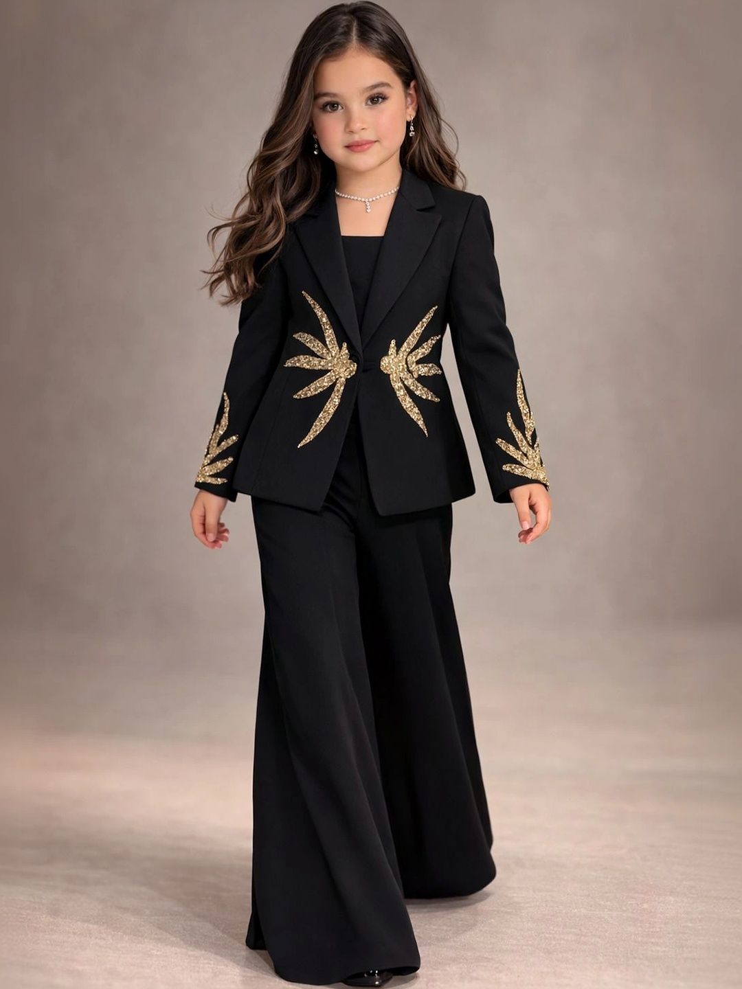 THE LITTLE CELEBS Bling & Sparkly Embellished Blazer with Palazzos-image-25