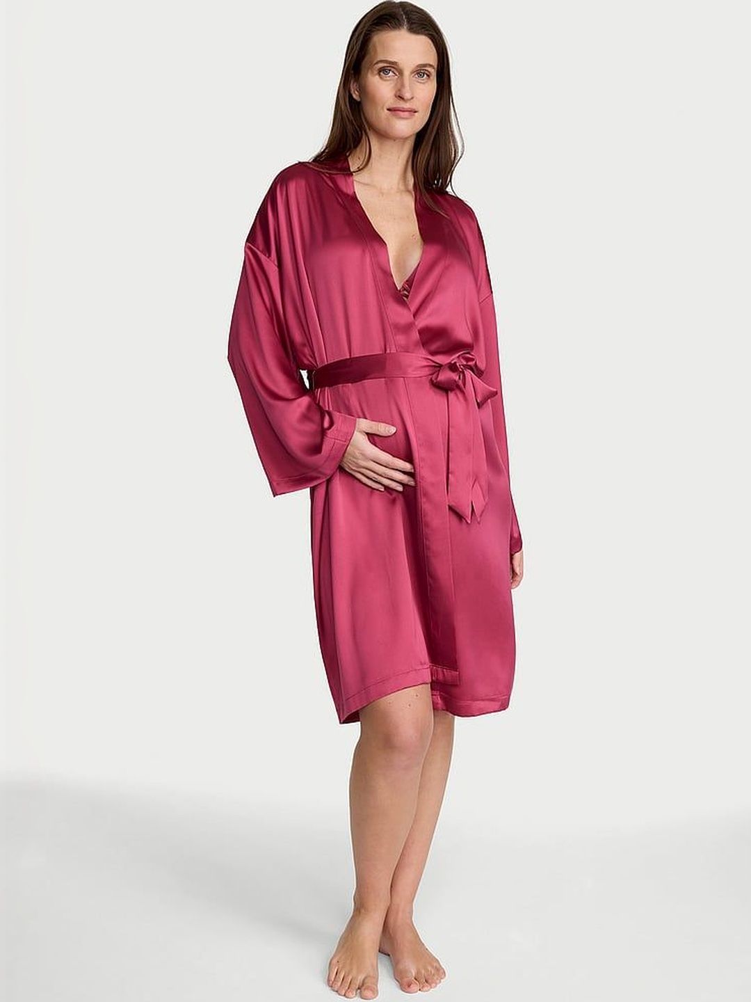 Victoria's Secret Satin Knee Length Long Sleeves Robe-image-25