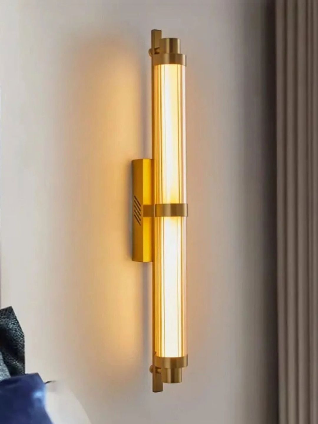 Stello Gold-Toned Textured Metal Contemporary Cylinder Shaped Wall Lamp-image-26