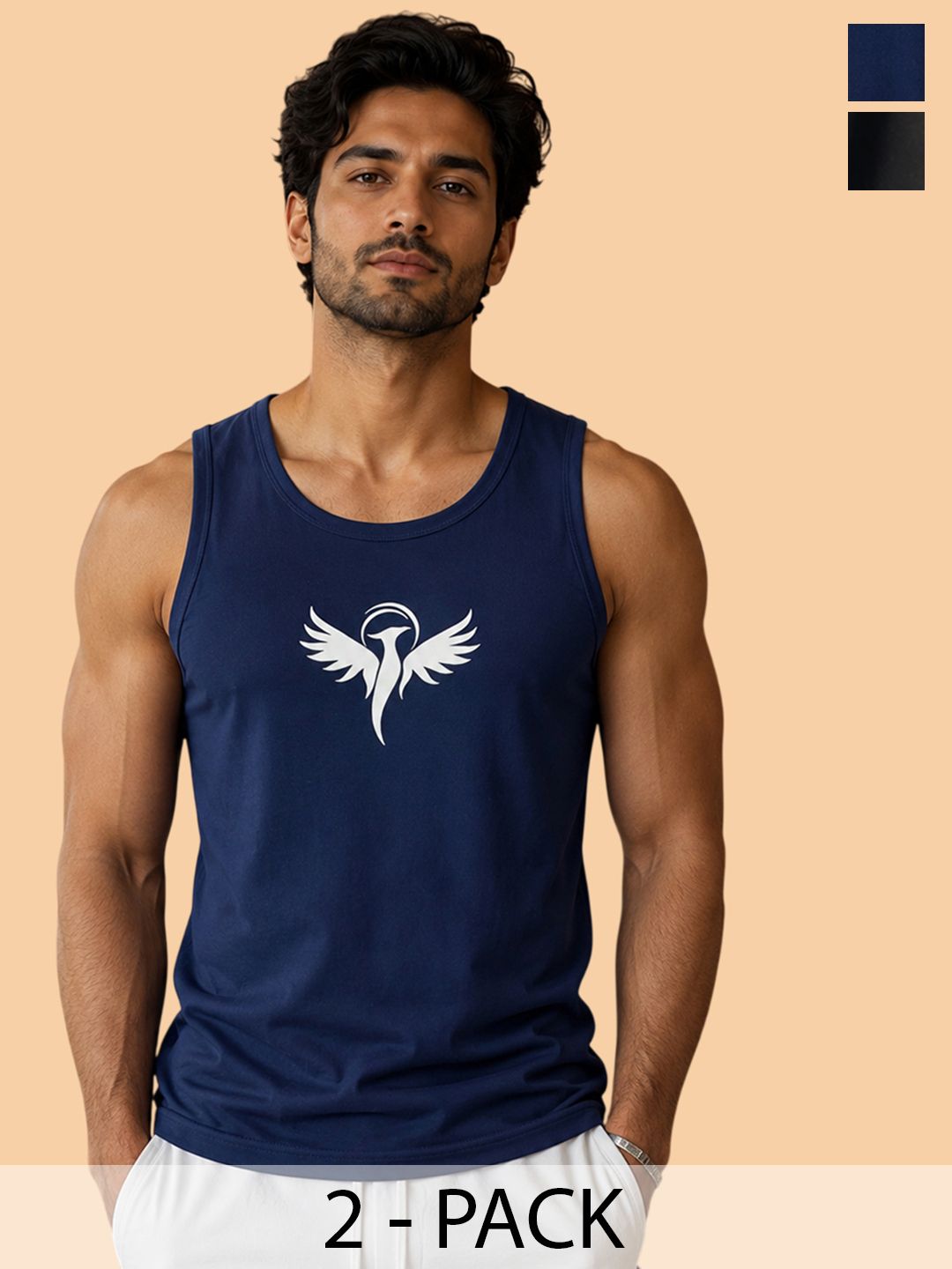 Dollar Pack of 2 Printed Cotton Tank Innerwear Vests-picture-37