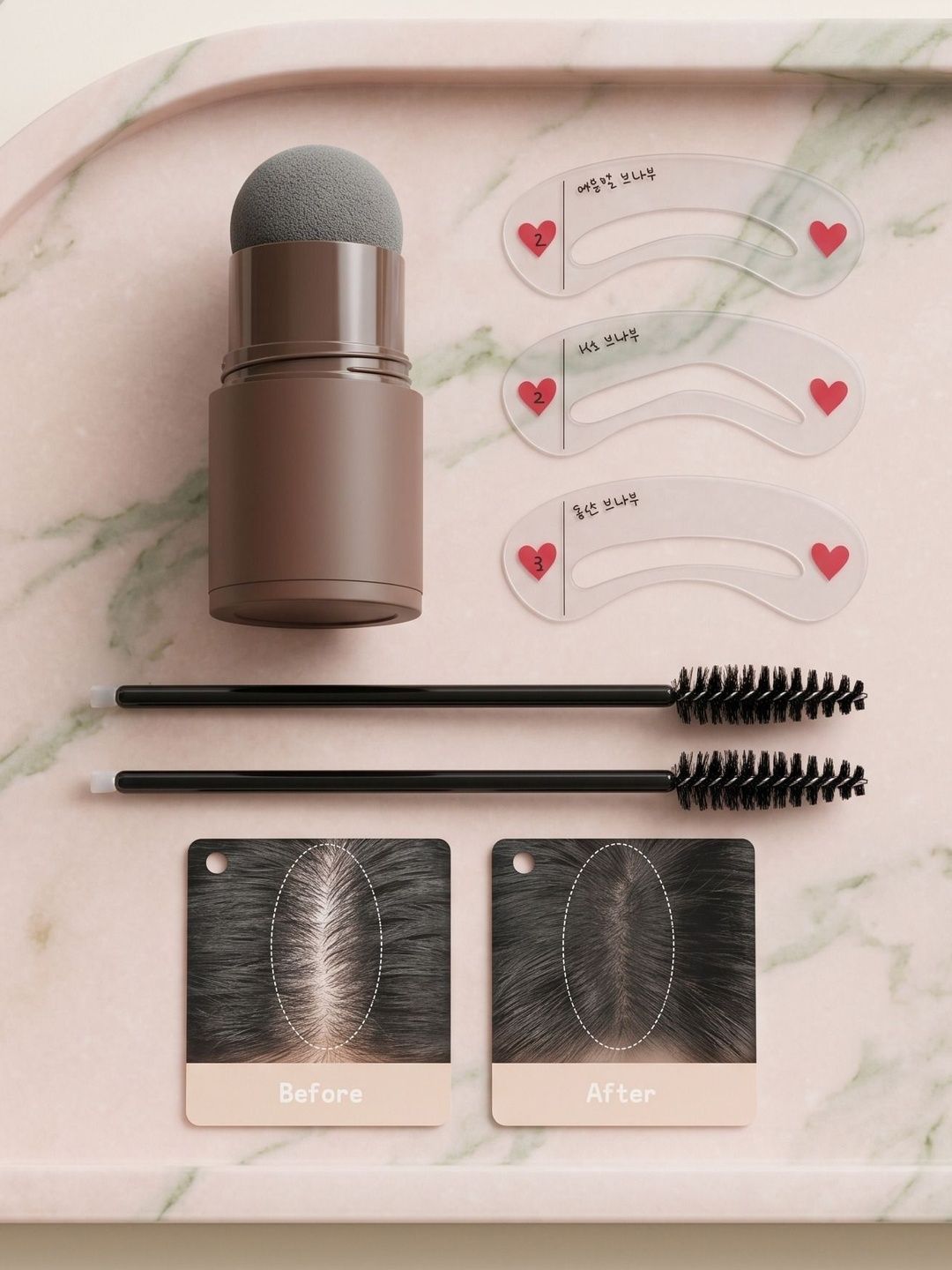 BIGBALIST Hairline Shadow Powder Stick with Stencils & Brushes - 19 g - Black-picture-56