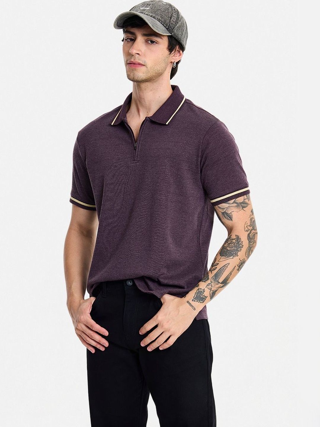 Snitch Men Polo Collar Pockets T-shirt