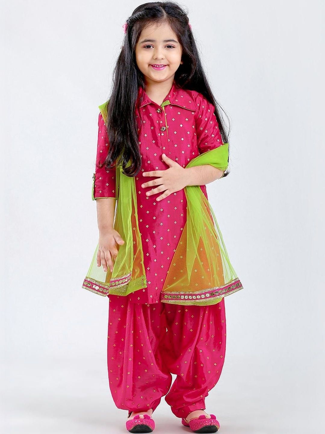 KALINI Girls Ethnic Motifs Printed Regular Kurta with Patiala & With Dupatta-picture-13