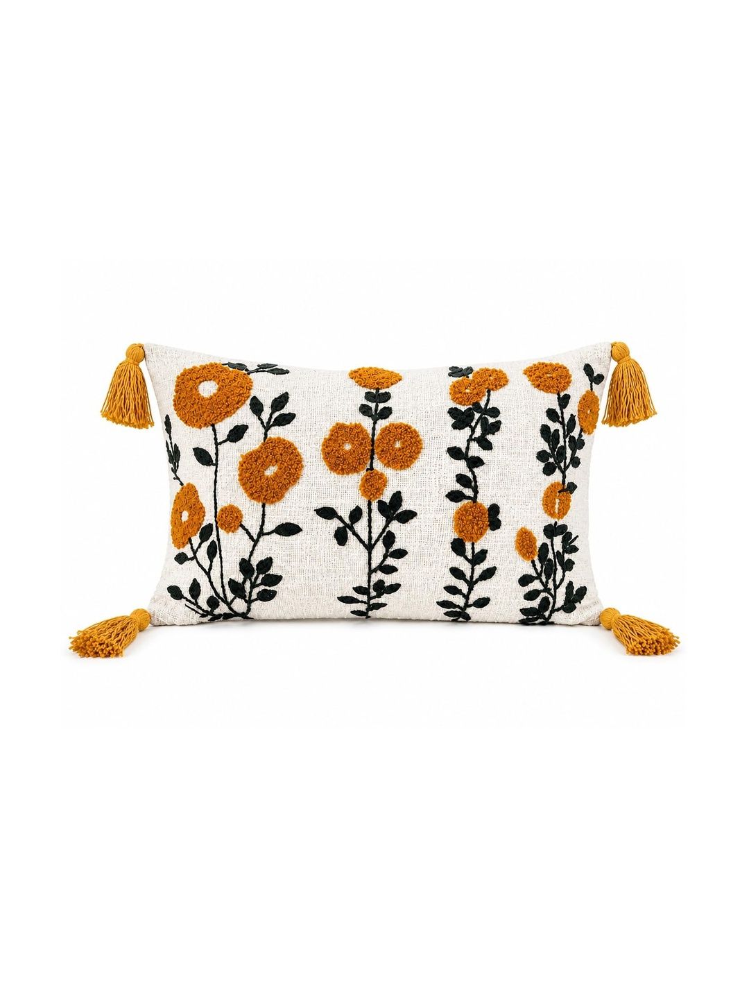 Prista Gold-Toned Floral Rectangle Cushion Covers-picture-20