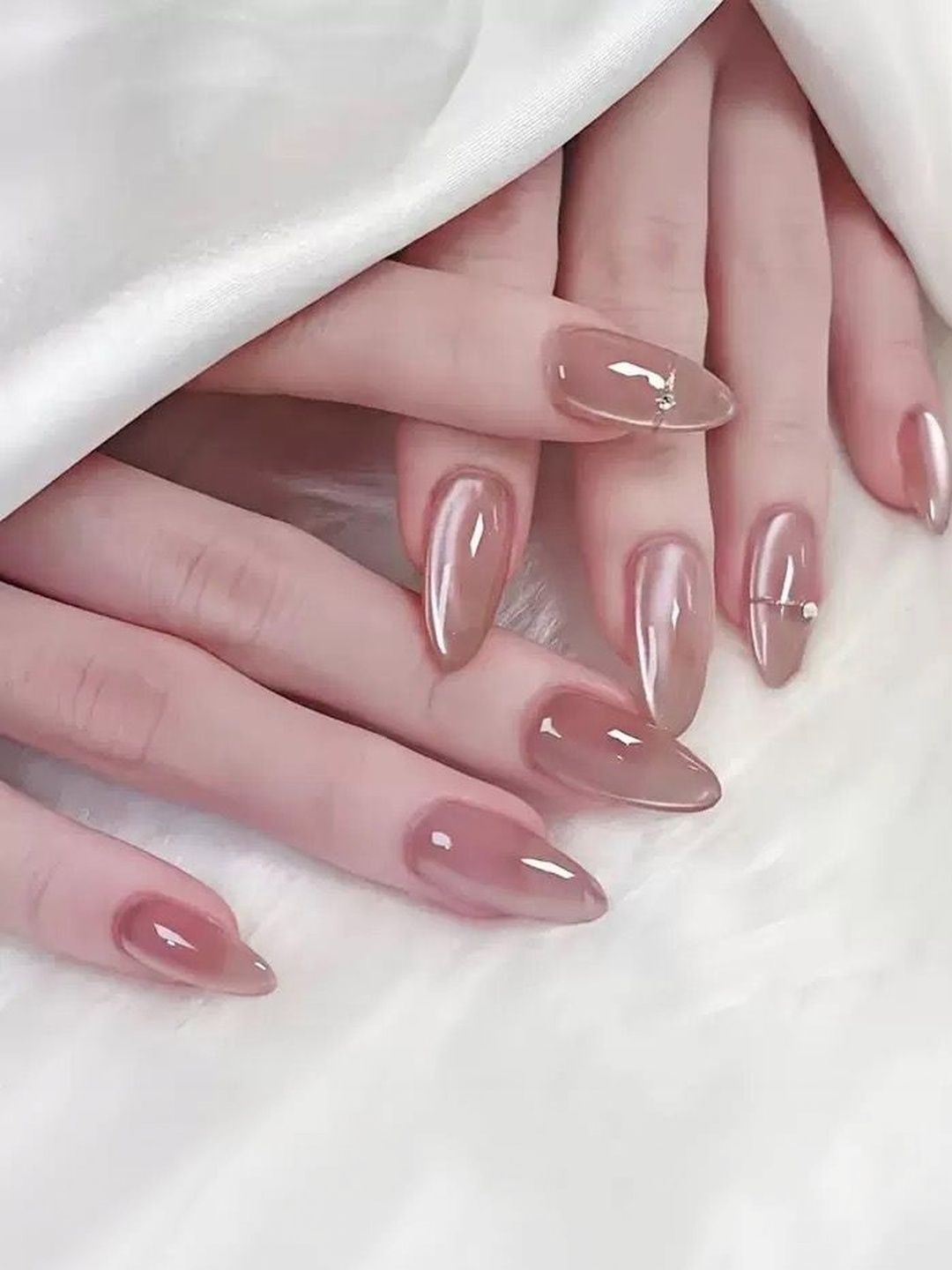 Vembley Set Of 30 Reusable Press On Nails - Glossy Nude-image-42