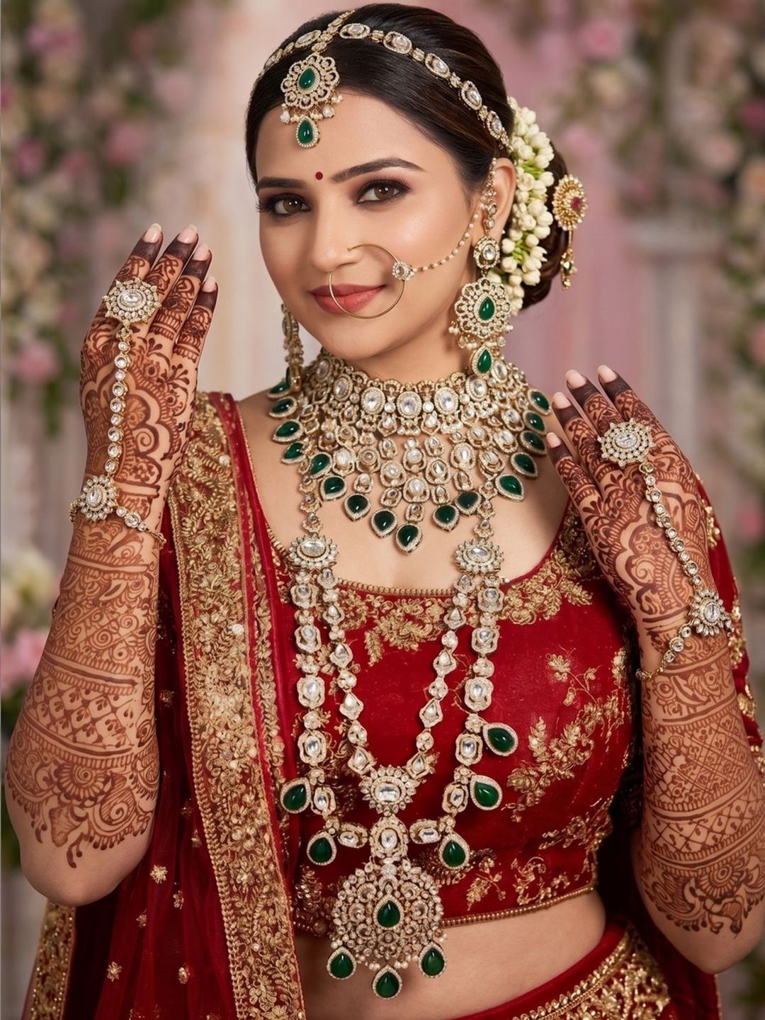 Nui Gold-Plated Jadau Stone-Studded Necklace and Earrings-picture-15