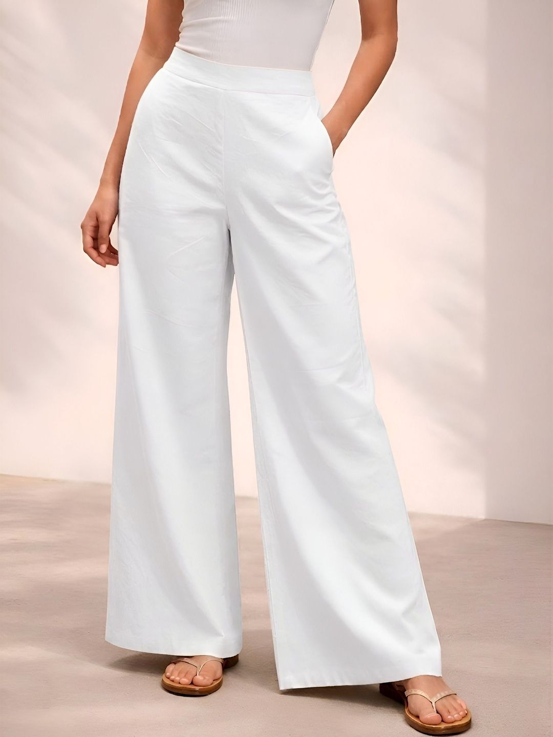 The Roadster Lifestyle Co Pure-Cotton Wide Leg Culottes Trousers-picture-50