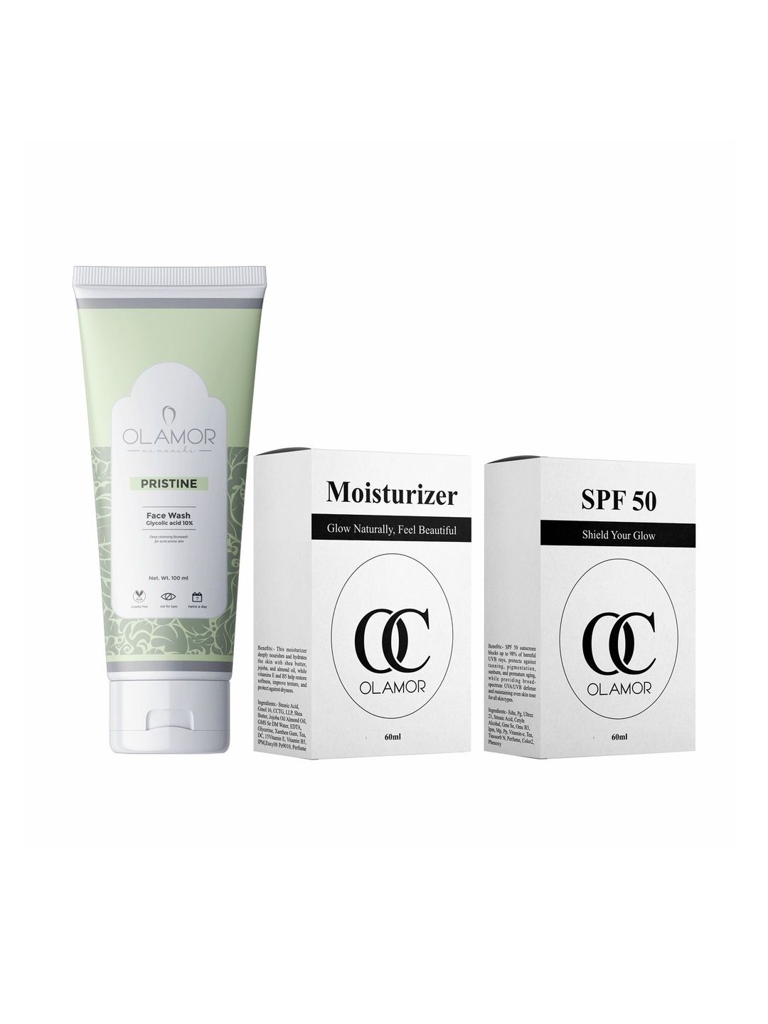 OLAMOR Set Of 3 OC SPF 50 60ml OC Moisturiser 60ml & Pristine Face Wash 100ml-image-44
