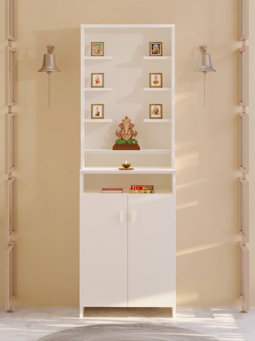 bluewud White Engineered Wood Free Standing Home Temple-picture-58