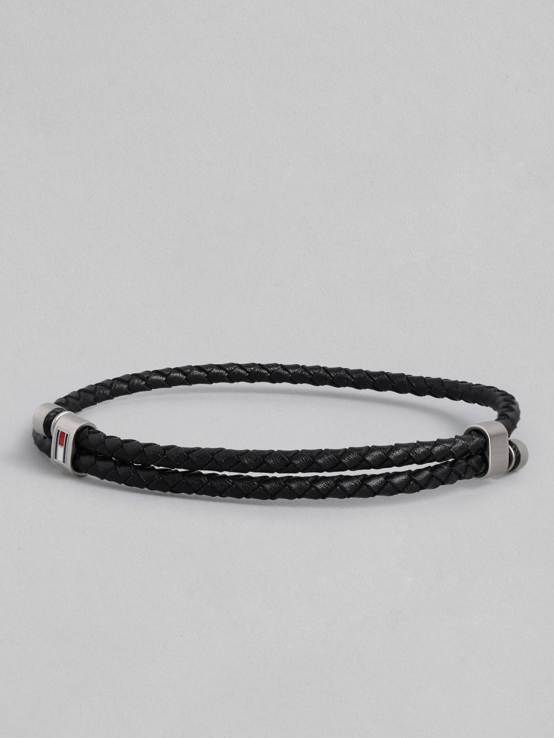 Tommy Hilfiger Men Leather Brass-Plated Bangle-Style Bracelet-picture-10