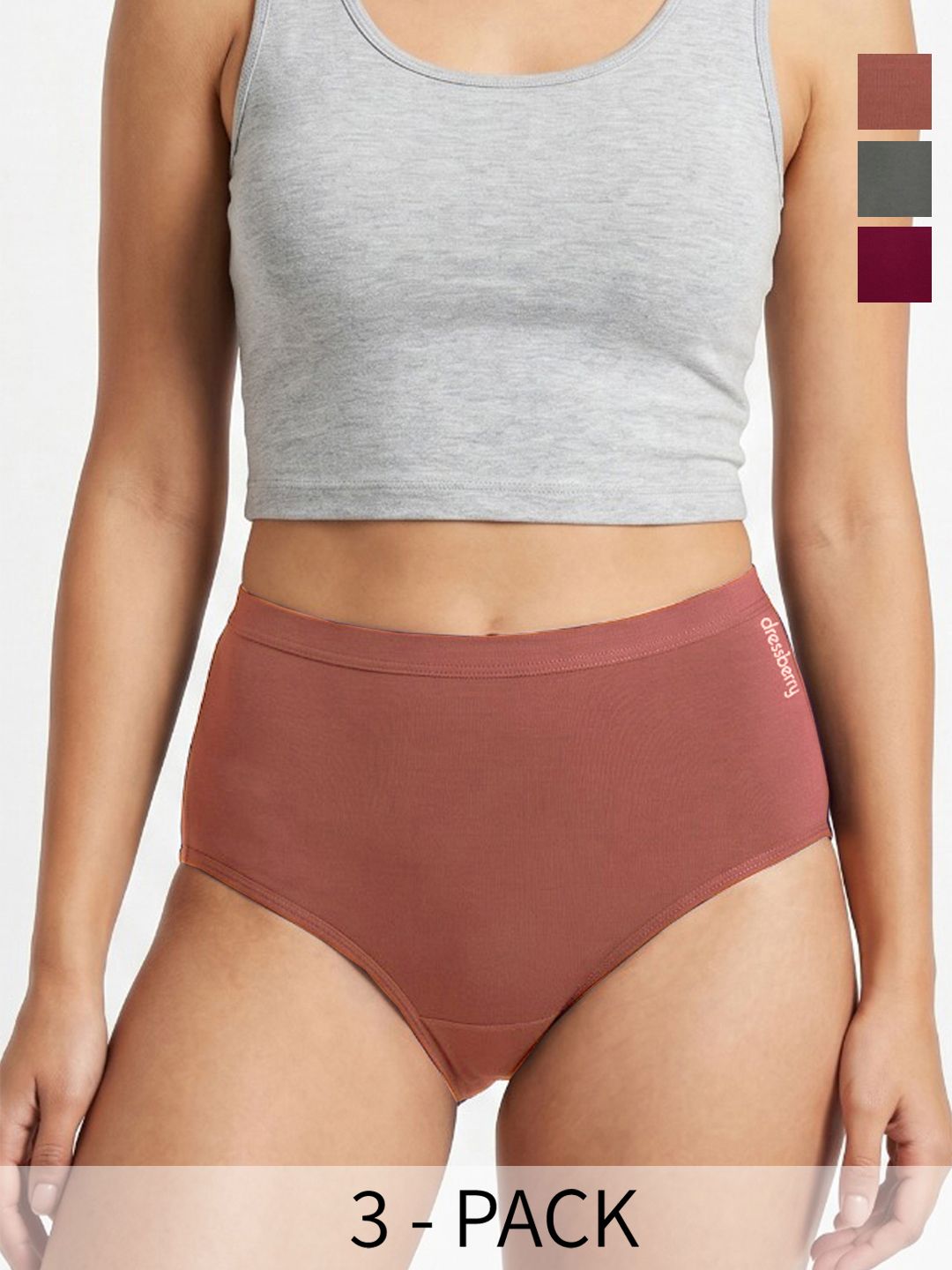 DressBerry Women Pack of 3 Assorted Basic Briefs-picture-15
