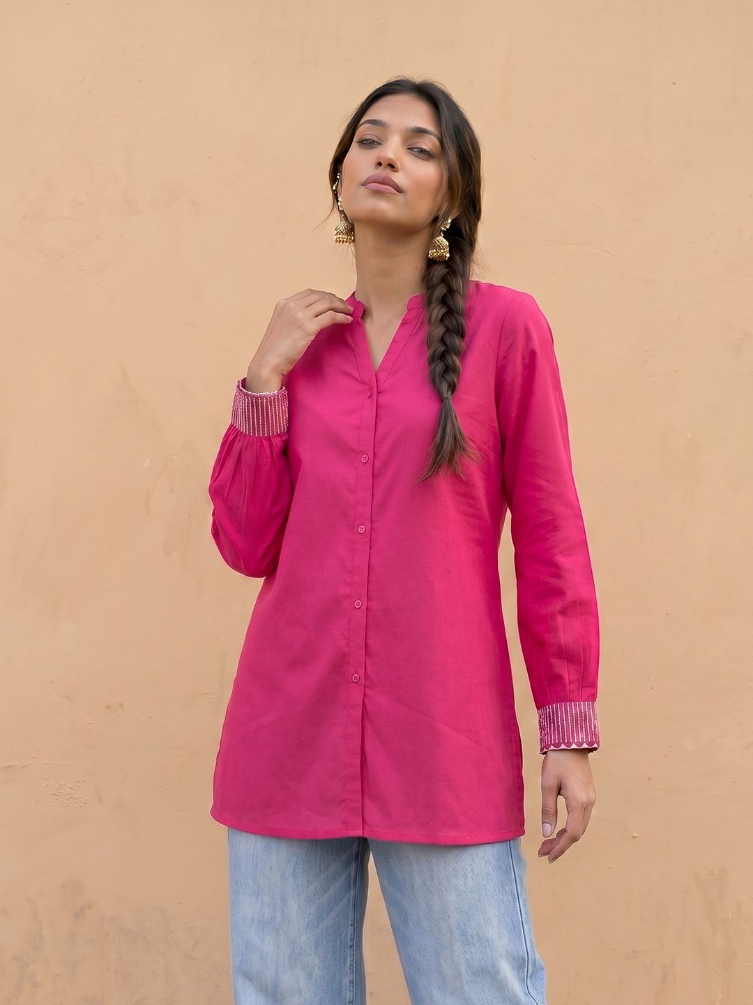 fusion by glitchez V-Neck Pure Cotton Kurti-picture-24