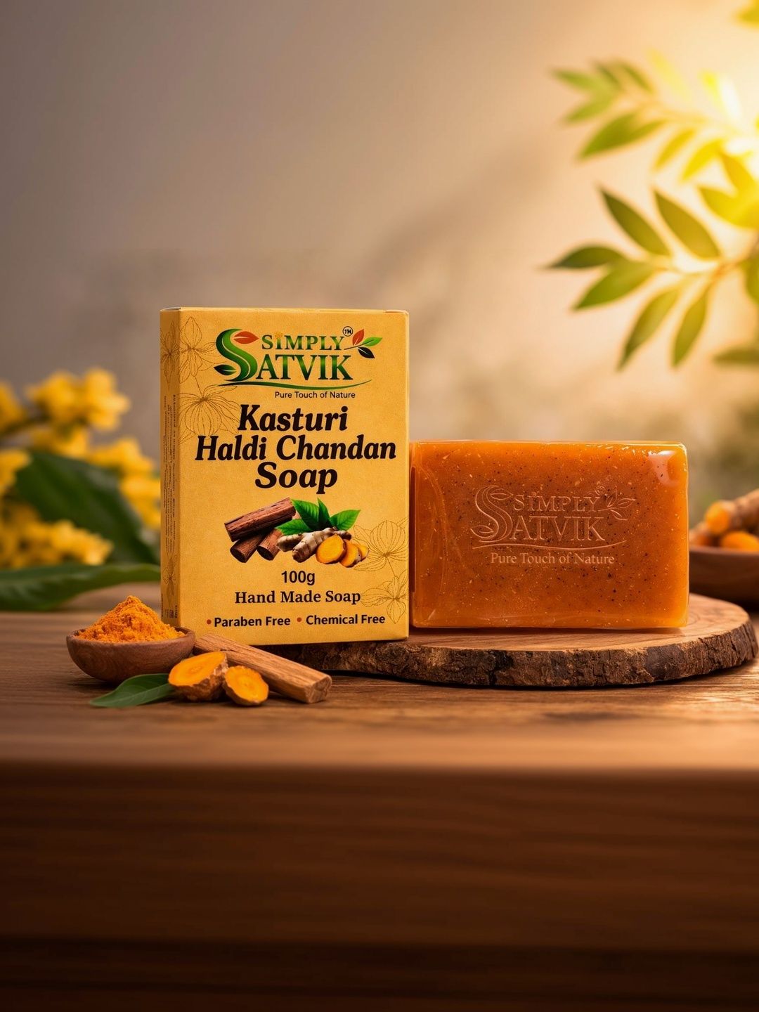 SIMPLY SATVIK Kasturi Haldi Chandan Soap - 100 g-picture-13