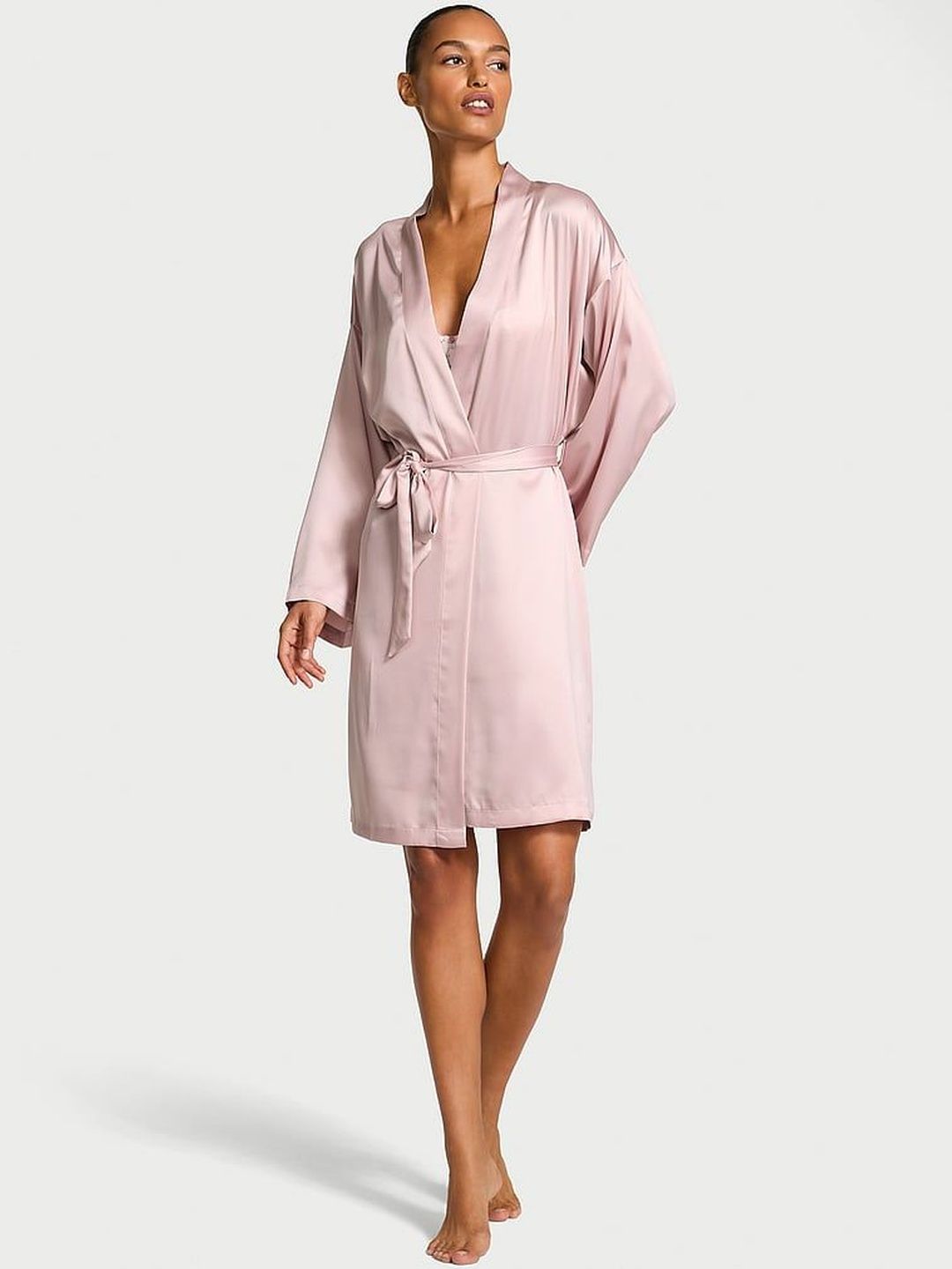 Victoria's Secret Satin Knee Length Long Sleeves Robe-picture-55