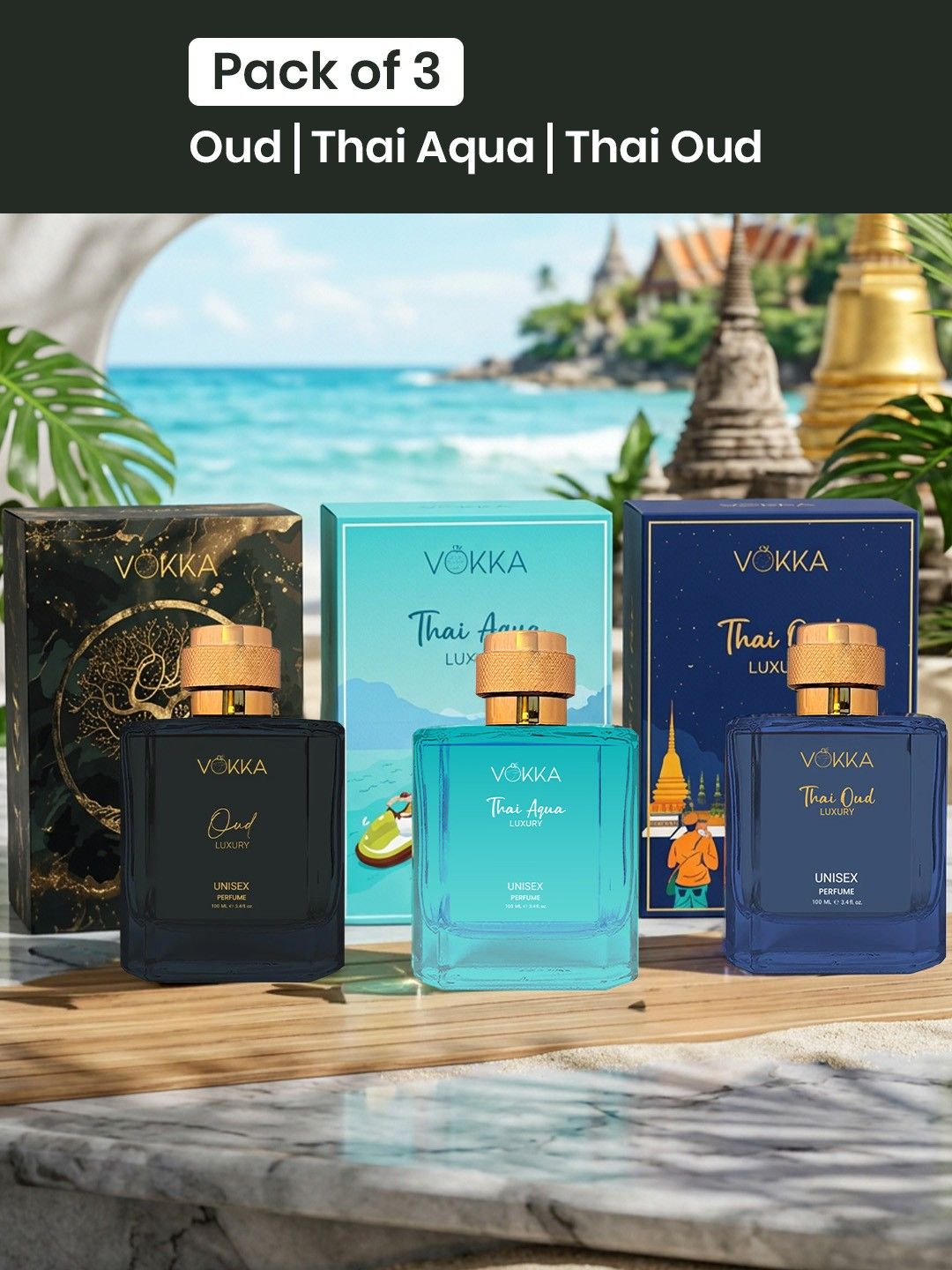 VOKKA Set Of 3 Oud Thai Oud & Thai Aqua Long Lasting Eau de Perfume - 100 ml Each-image-10