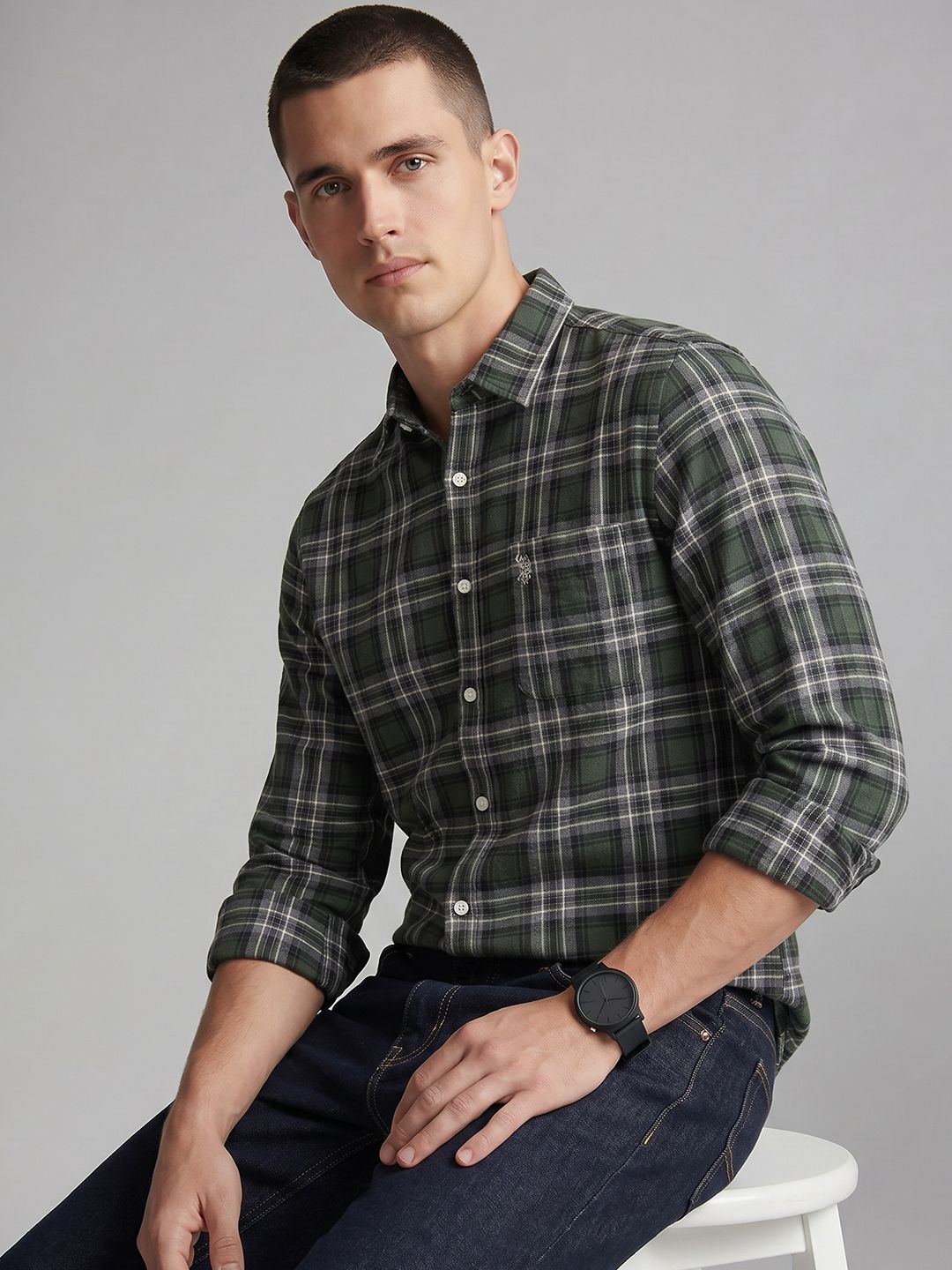U.S. Polo Assn. Denim Co. Checked Pure Cotton Casual Shirt-picture-11