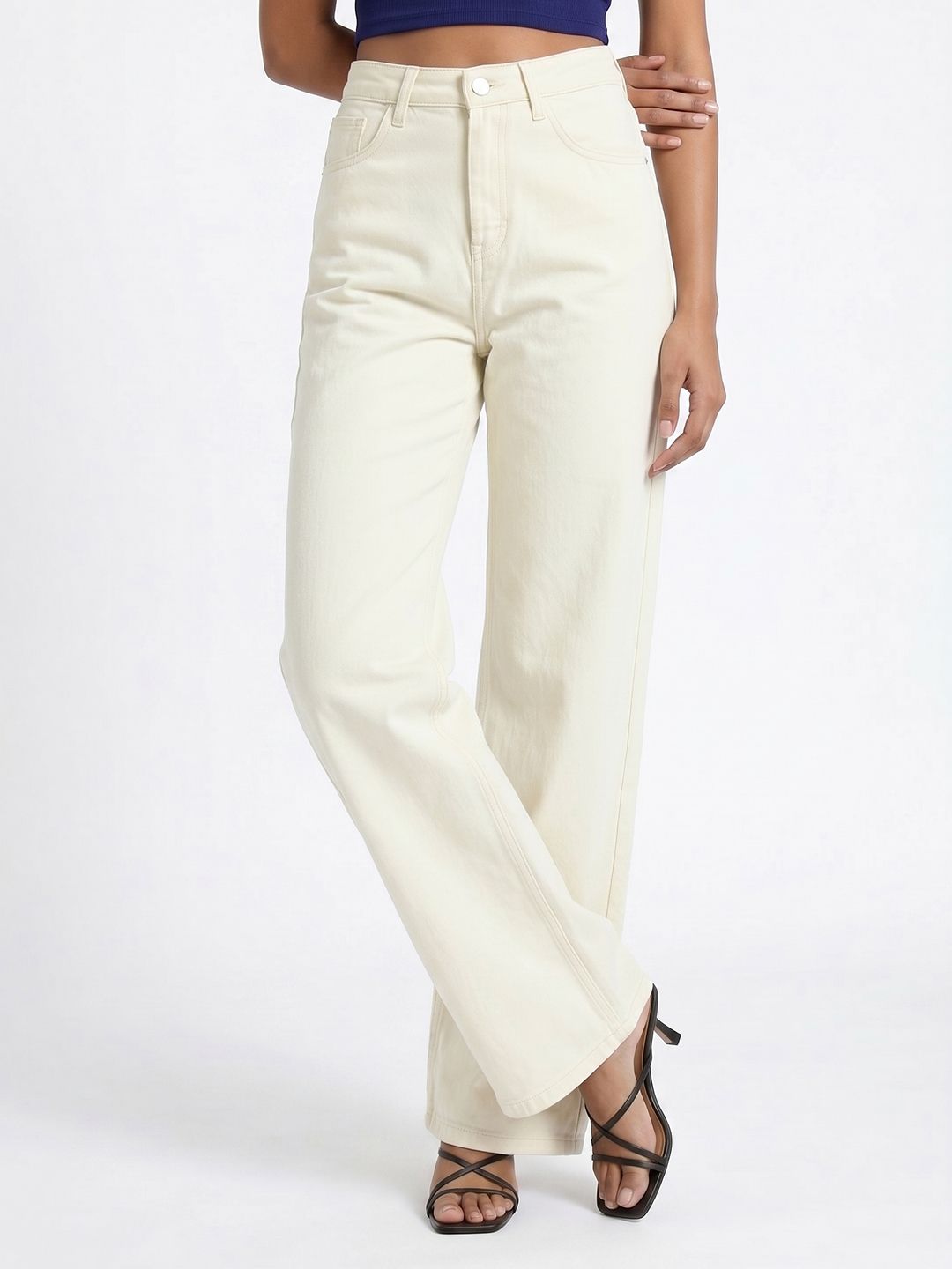 glitchez Women Straight Fit Pure Cotton High-Rise Jeans-image-29