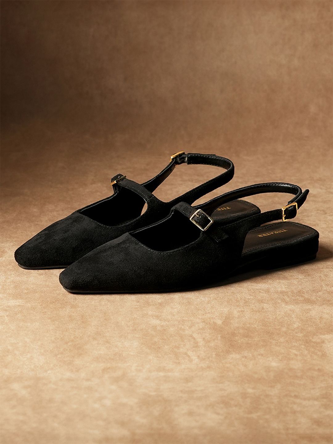 Theater Women Blanchett Black PU Flats-image-37