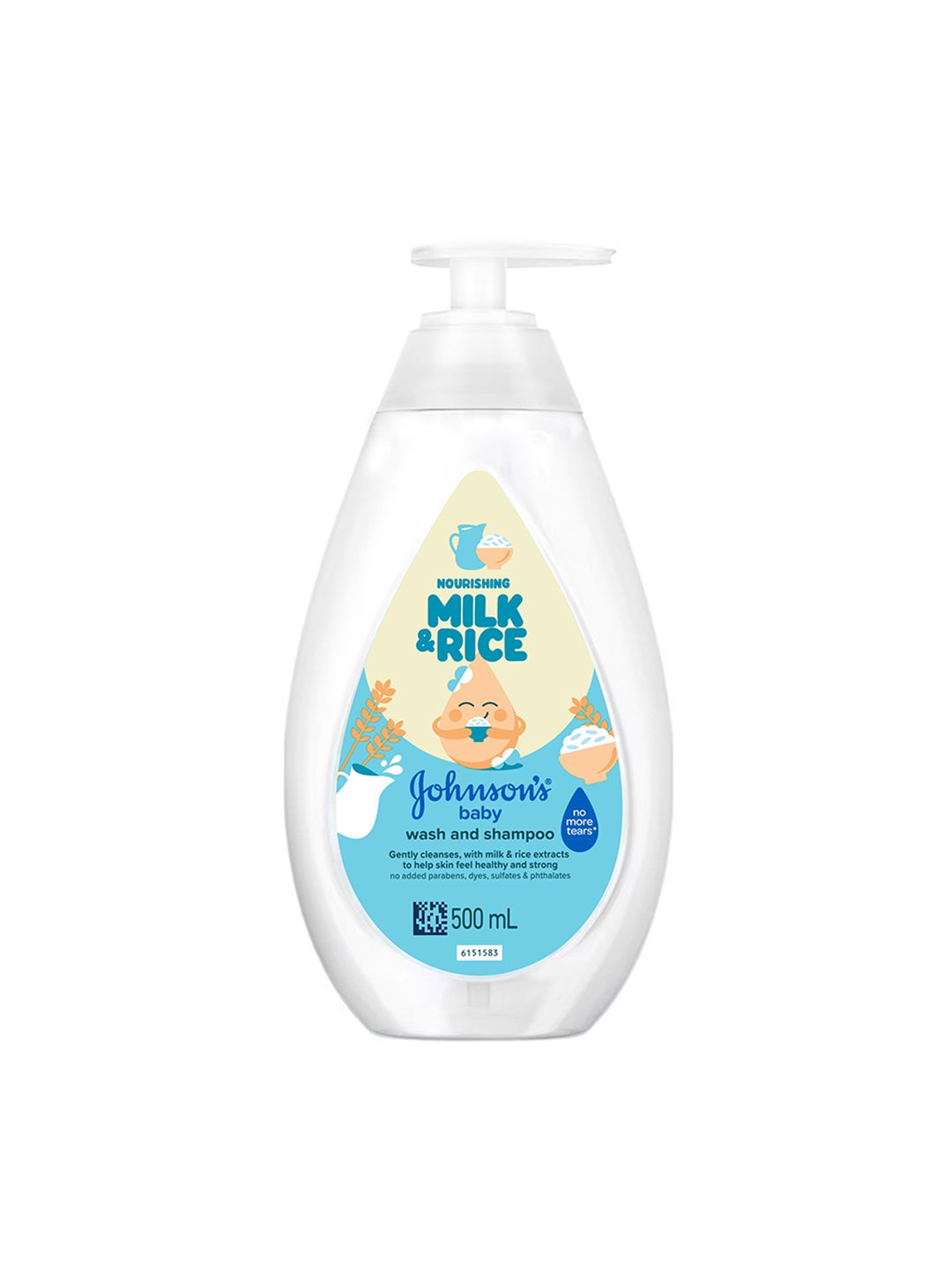 johnsons baby nourishing milk & rice wash & shampoo 500ml