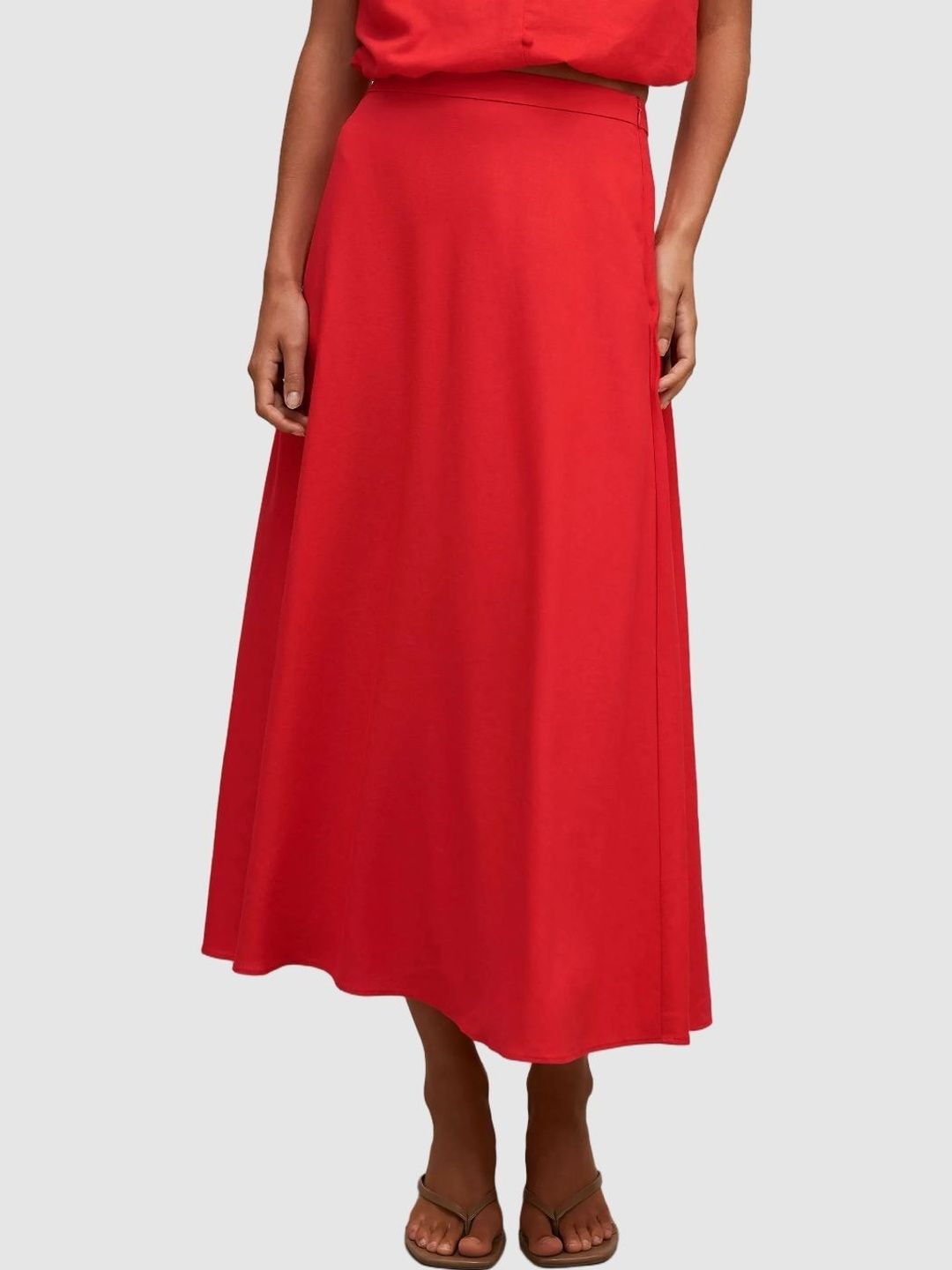Forever New Women Linen Midi A-Line Skirt-picture-36