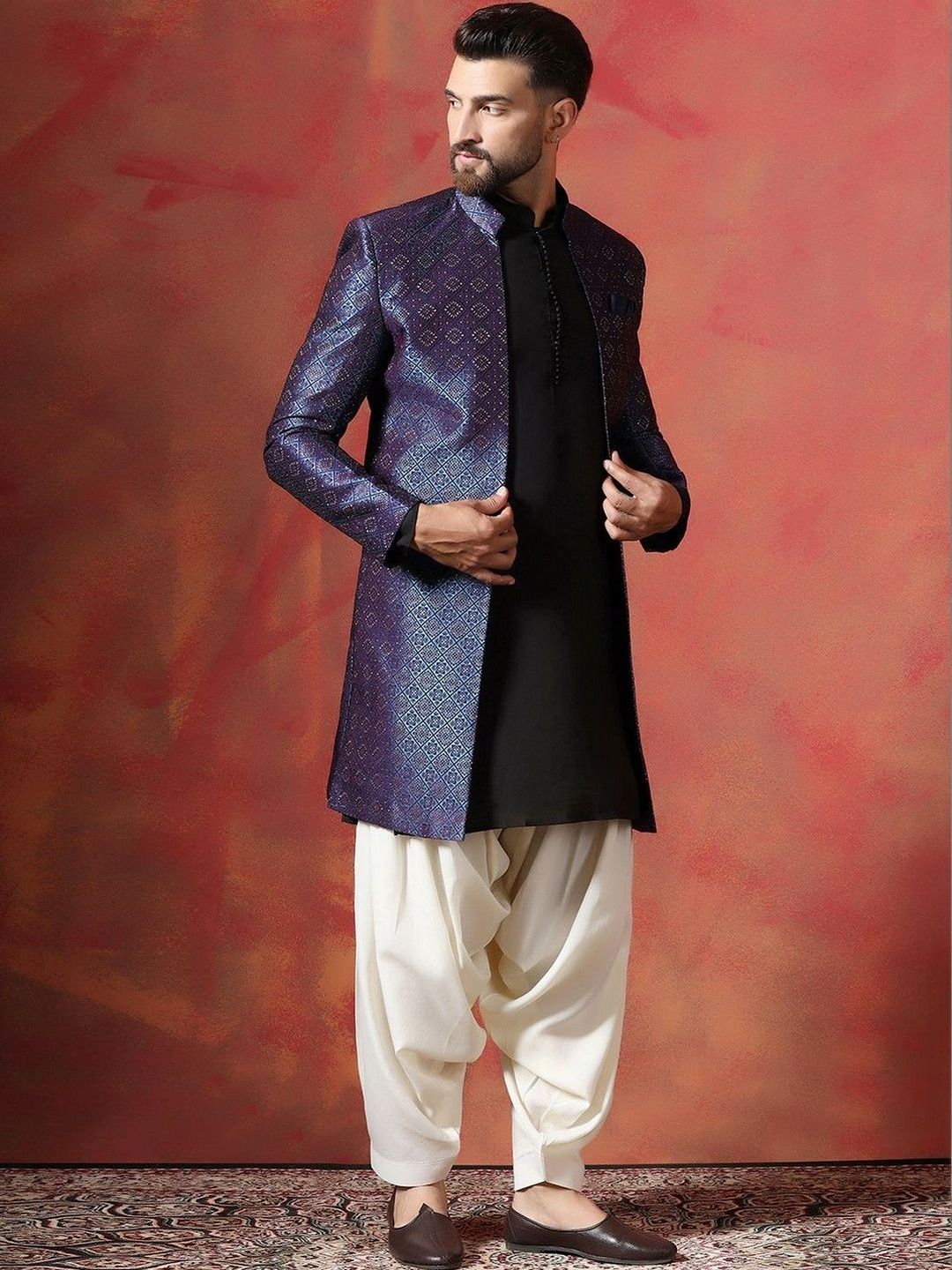 SOURAGYA Embroidered Mandarin Collar Sherwani-picture-46