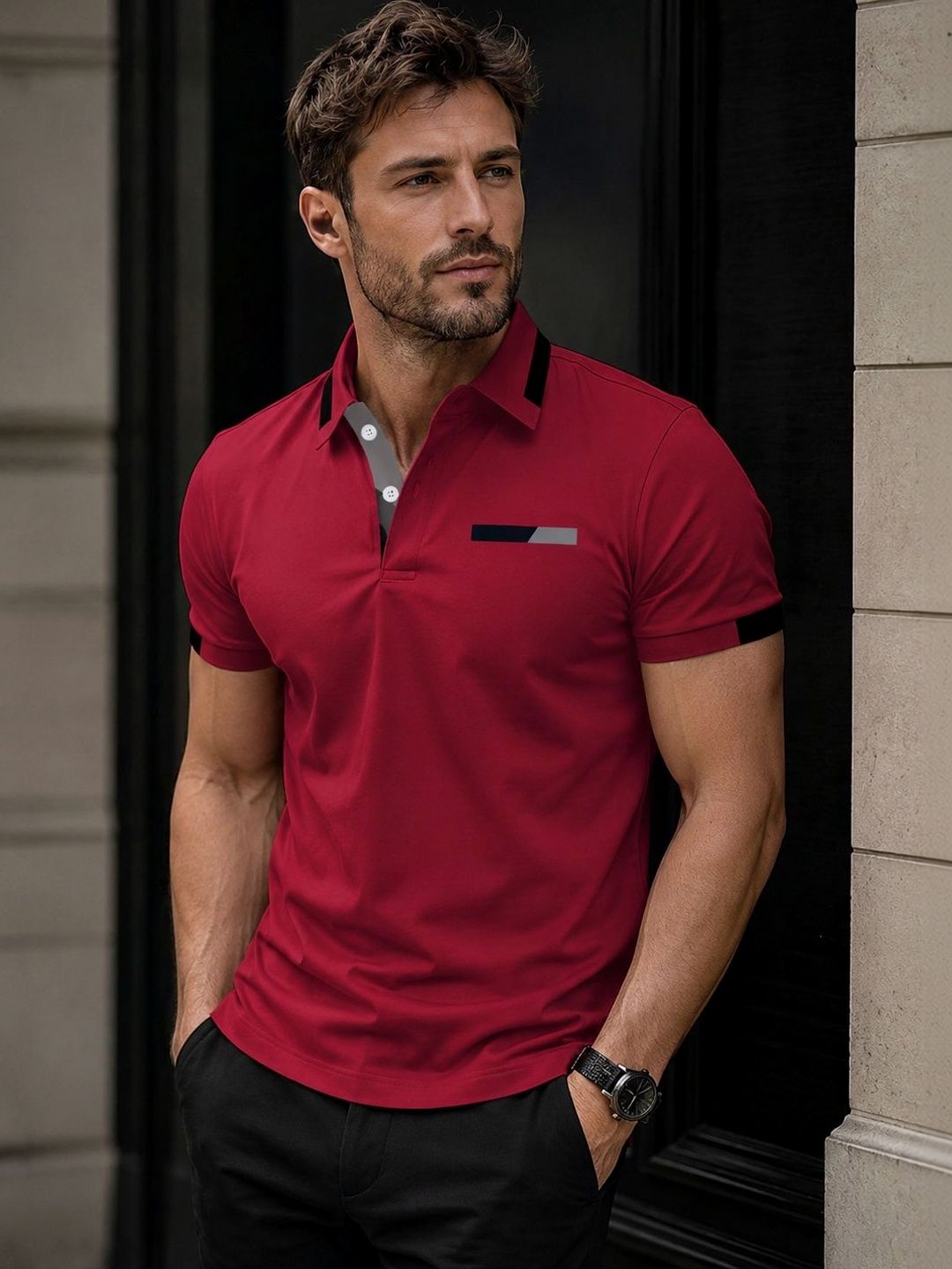 Moda Rapido Men Colourblocked Polo Collar T-shirt-picture-19