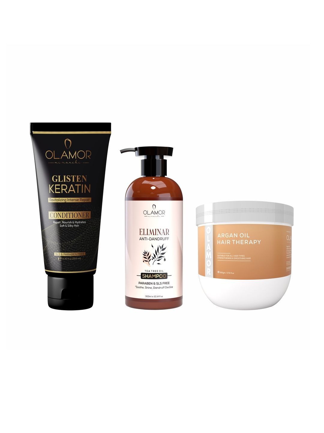 OLAMOR Set of 3 Eliminar Shampoo 300ml Keratin Conditioner 200ml & Argan Oil Therapy 500g-image-39
