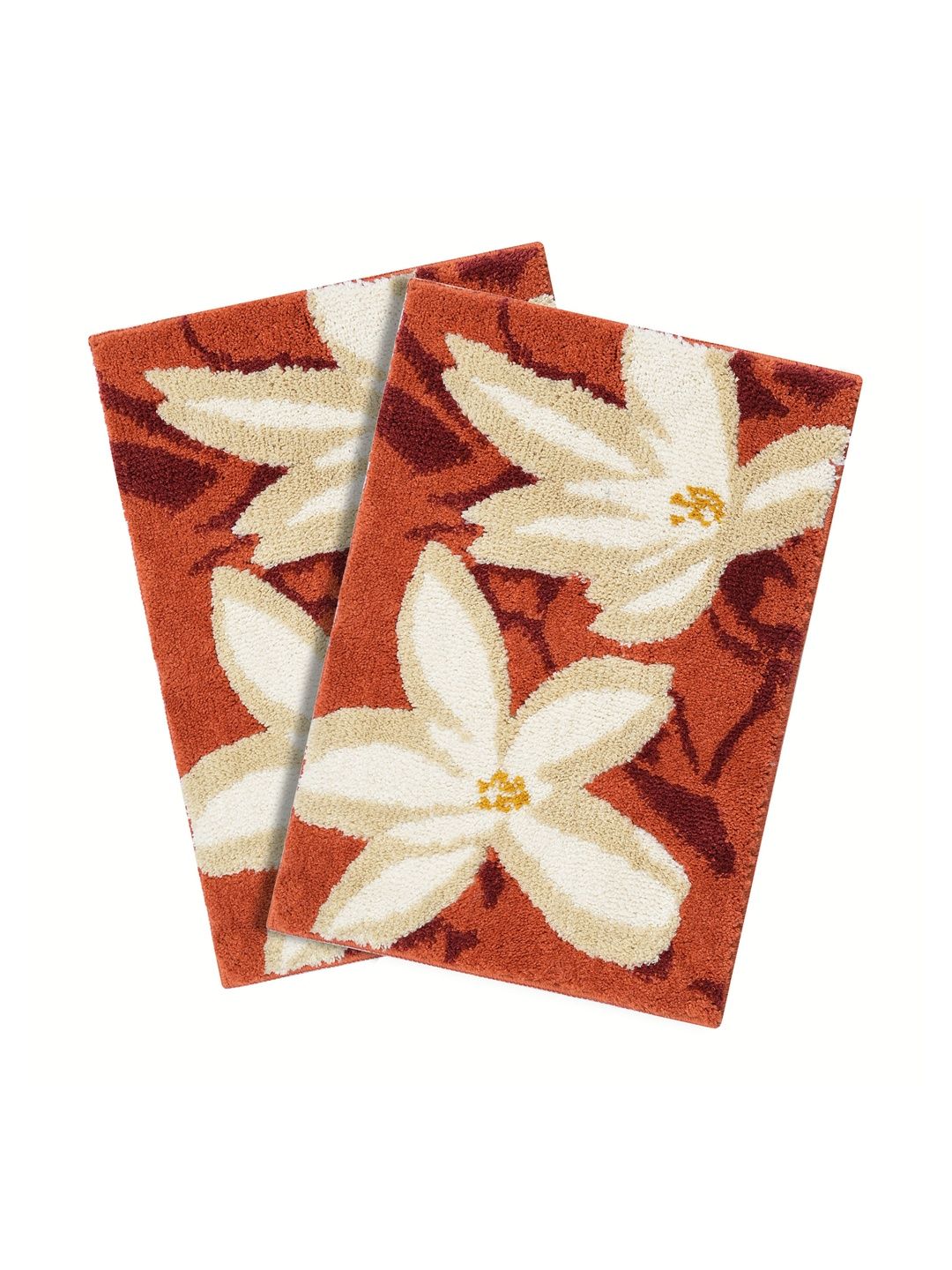 Saral Home 2-Pcs Rust Self-Designed Anti-Skid 2400 GSM Bath Rugs-image-14