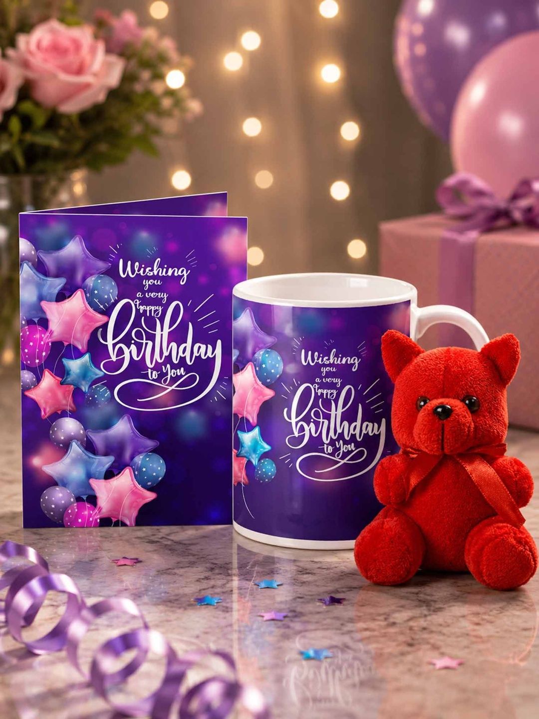 GIFT MY PASS 3-Pieces Purple & Red Printed Birthday Gift Set-image-11