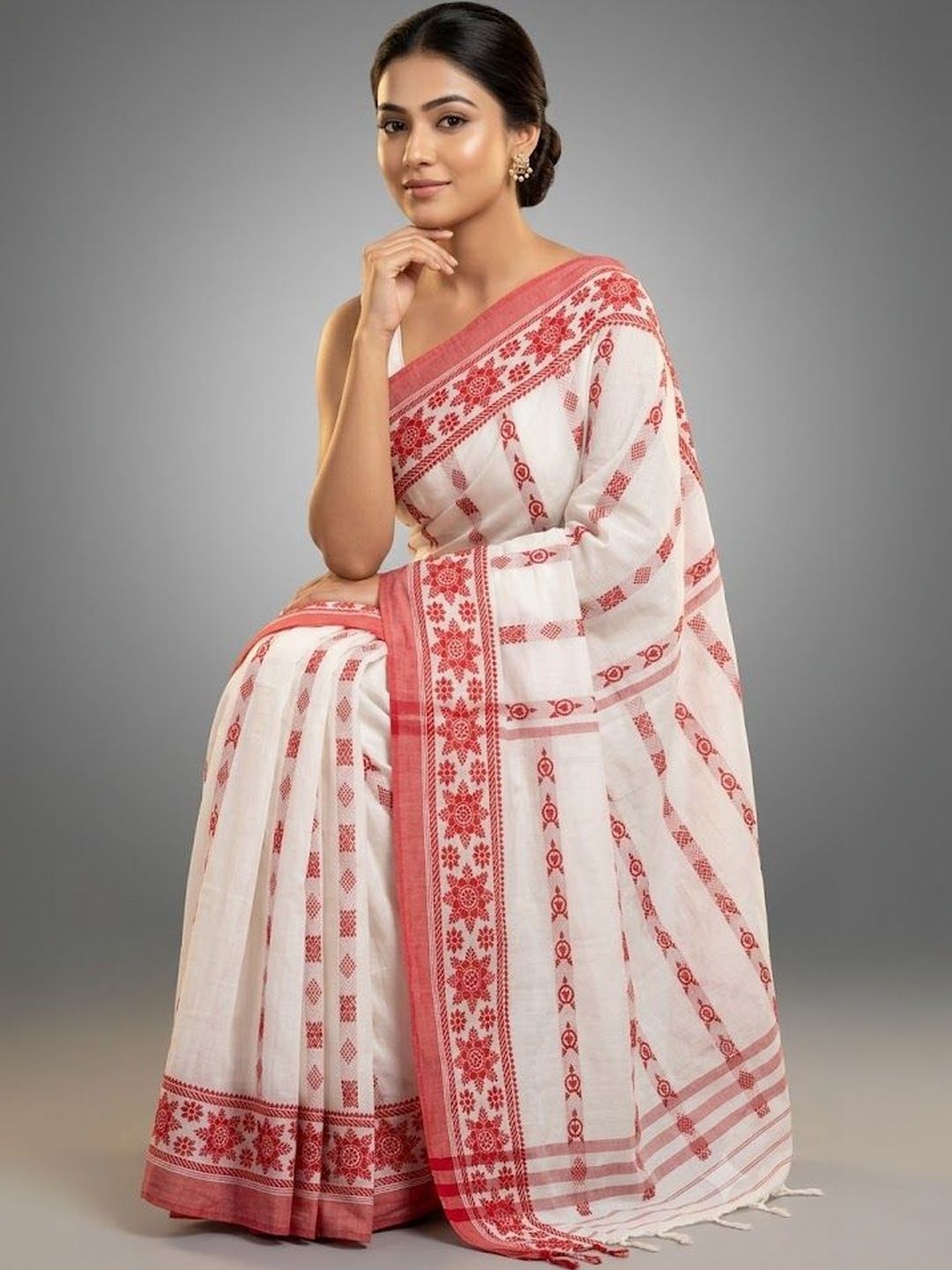 Shopeezy Tex Fab Woven Design Pure Cotton Fusion Khadi Saree-picture-31