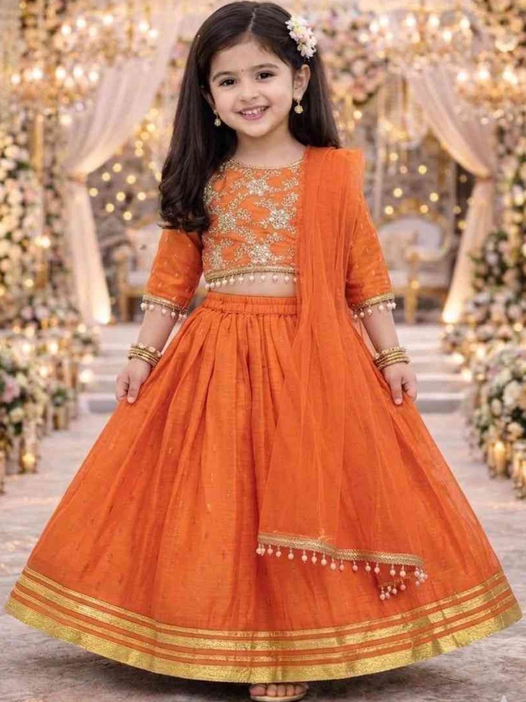 KALINI Girls Embroidered Ready to Wear Lehenga & Blouse With Dupatta-picture-48