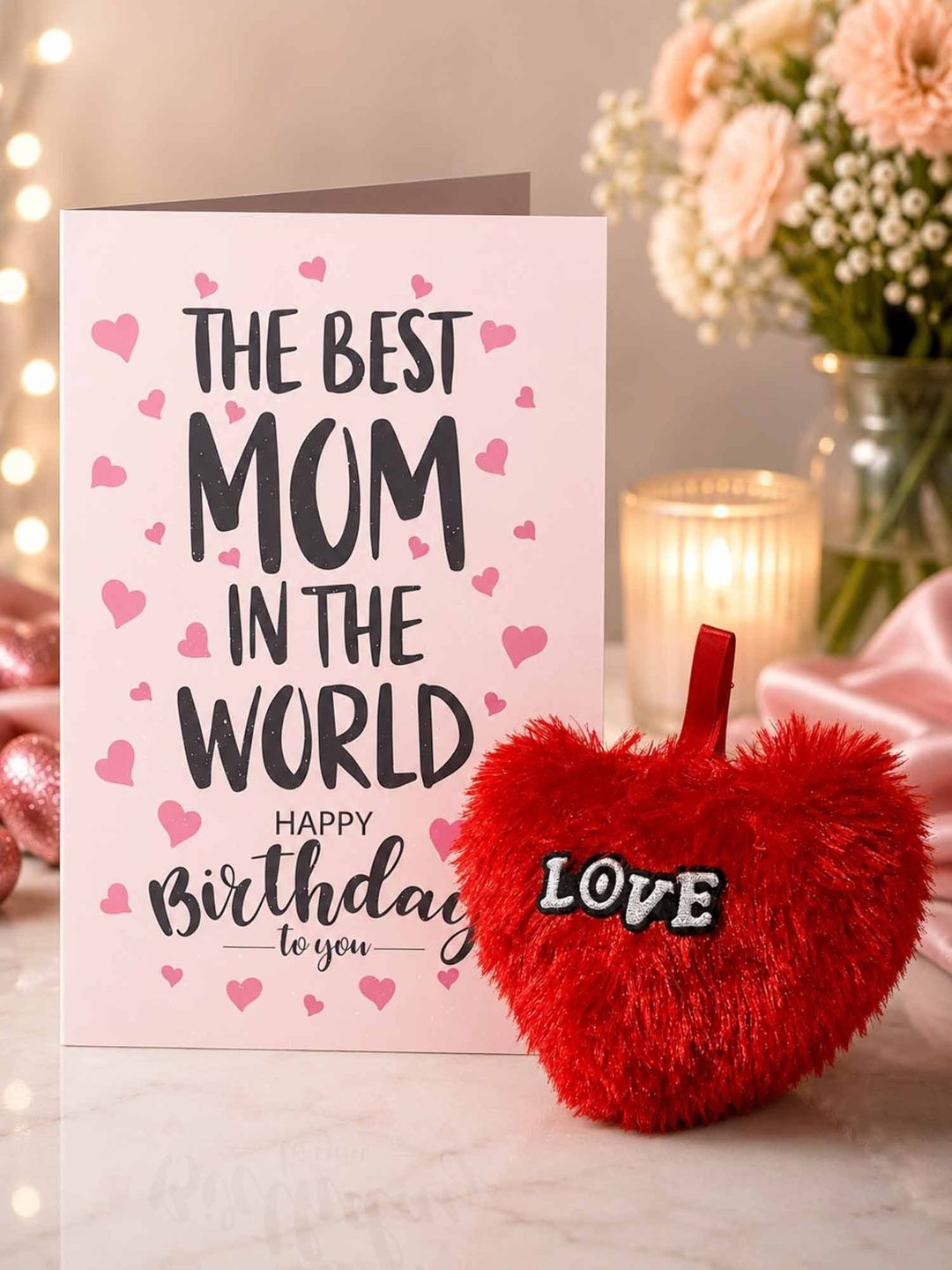 GIFT MY PASSION 2Pcs Red & Pink Printed Cotton Home Gift Sets - Mom Birthday Gift Combo-image-45